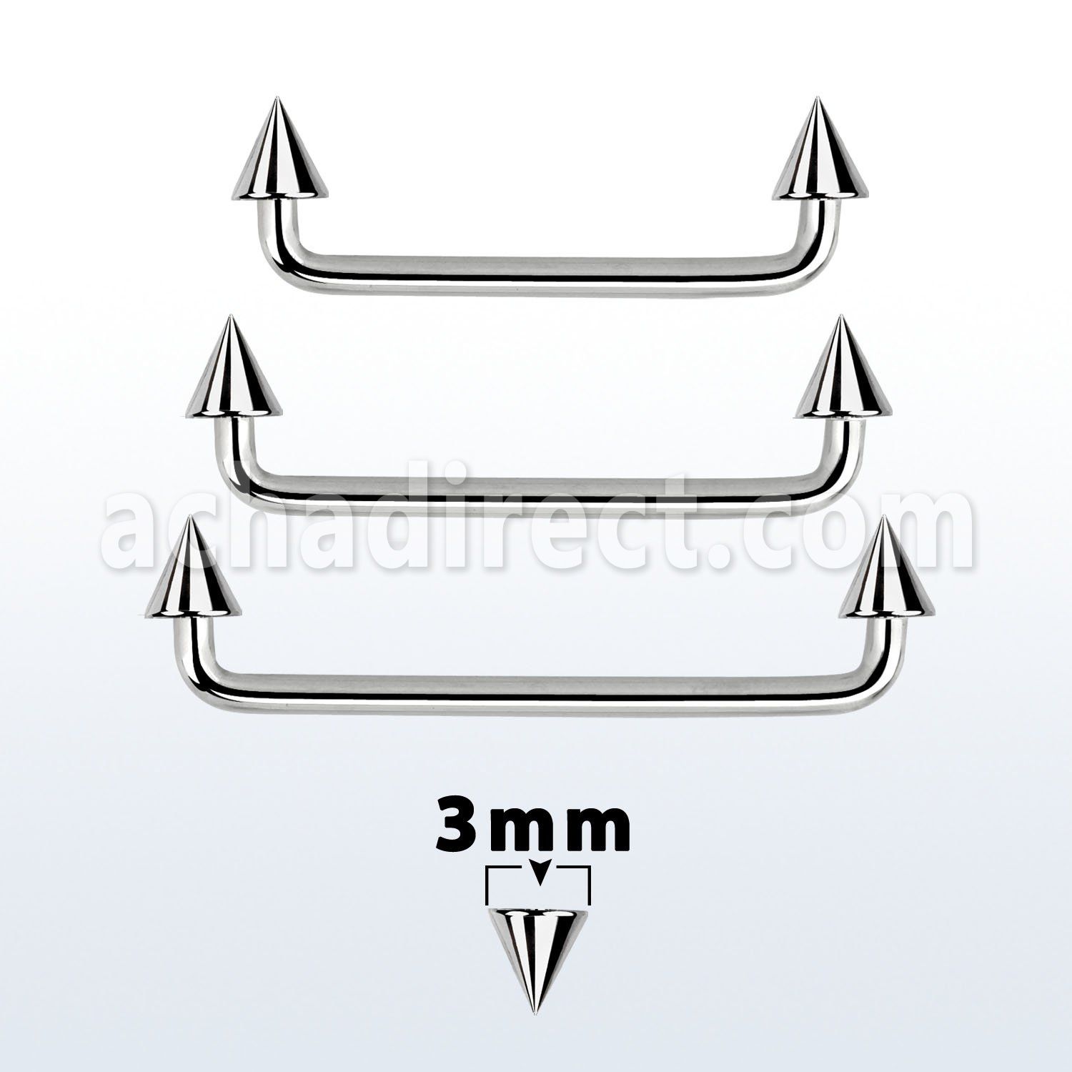 sudcn3 90 316l steel industrial surface barbell w 3mm cones