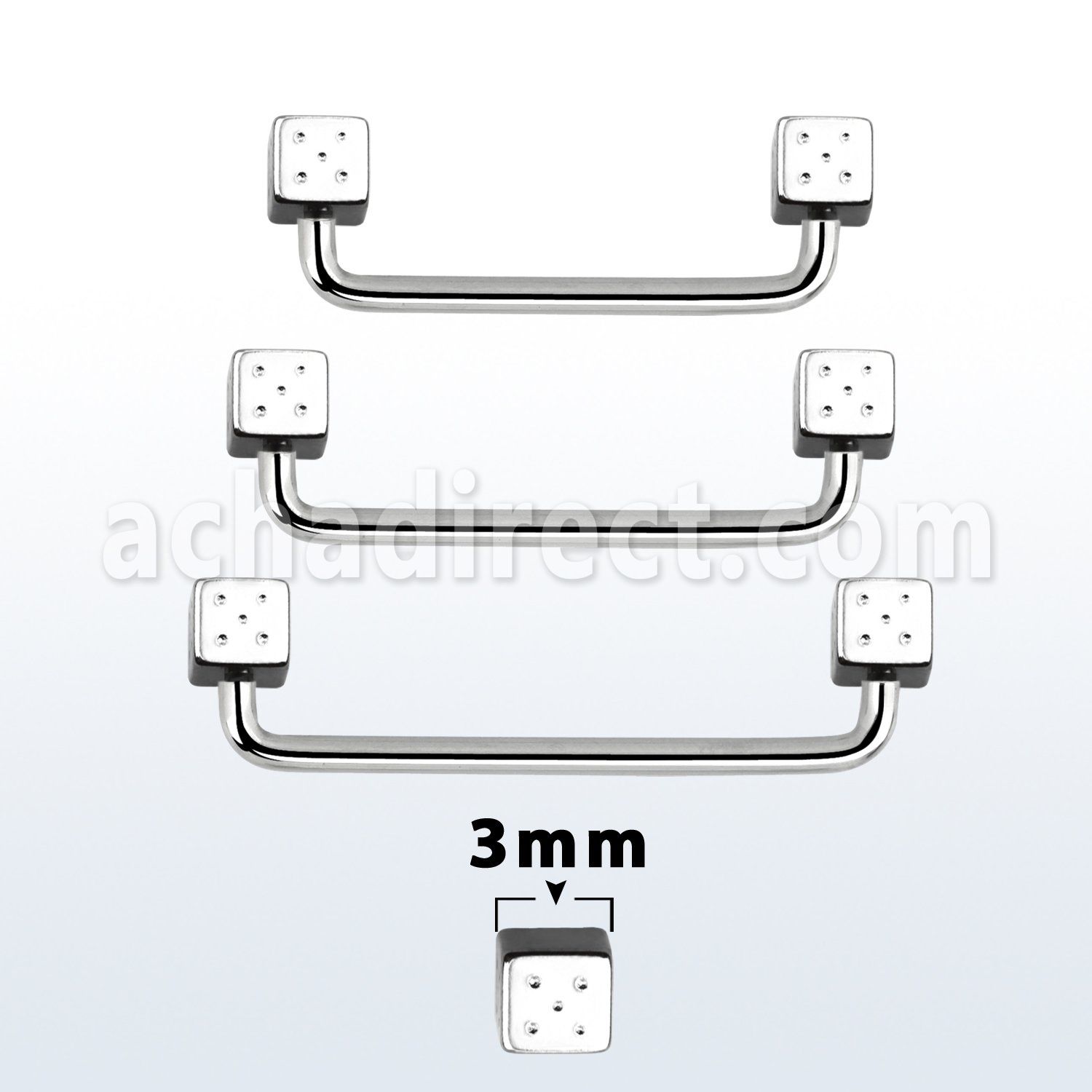 suddi3 90 316l steel industrial surface barbell w 3mm dices