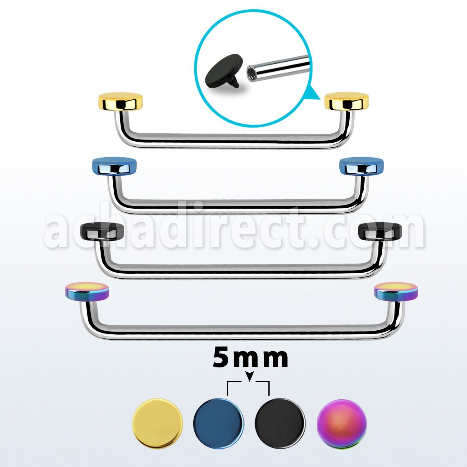 sudite5 internal steel surface barbell w 2 5mm pvd plated disks