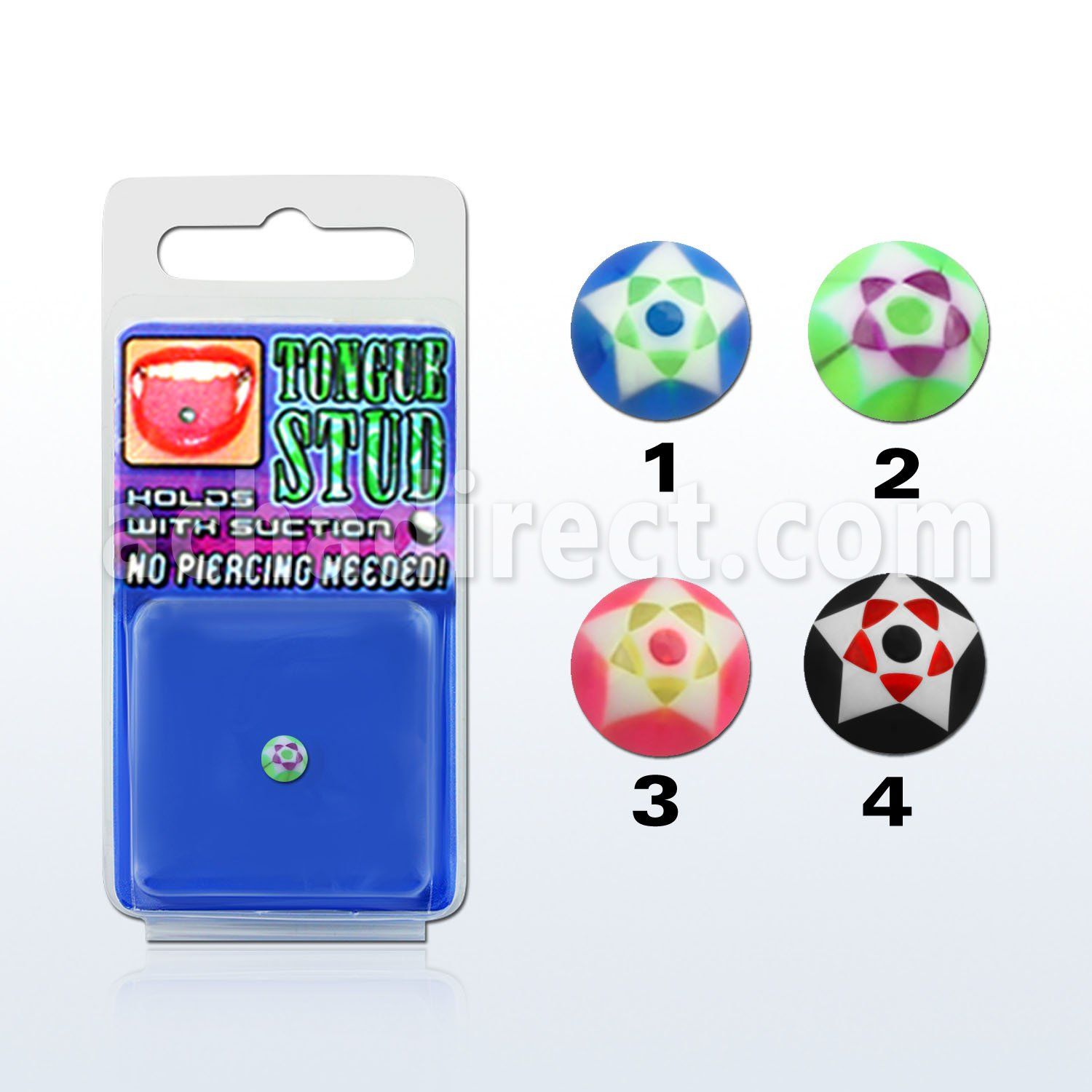 tguvsar double star uv illusion tongue stud holds with suction