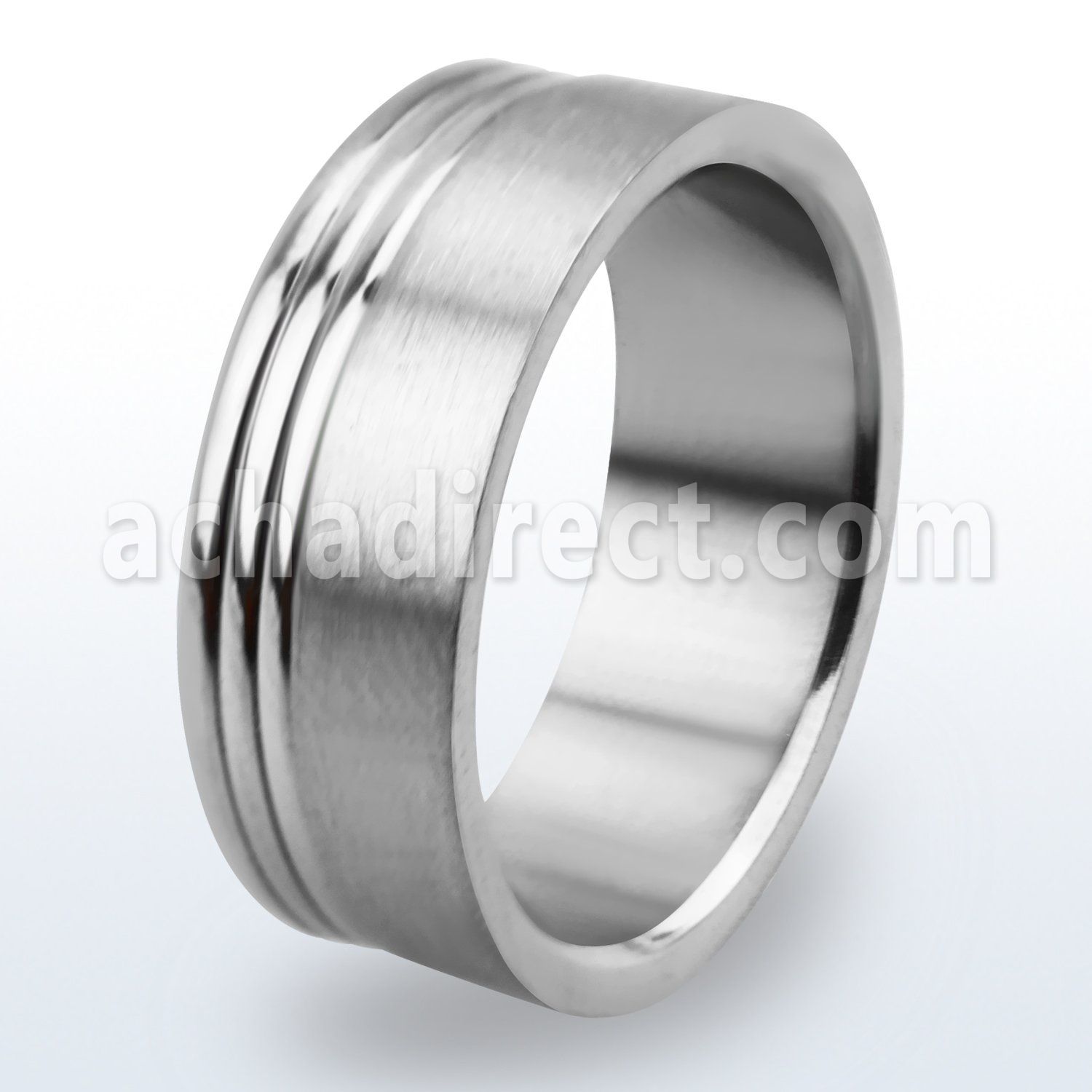 tir4 matte titanium g23 ring with 3 carved lines on one side