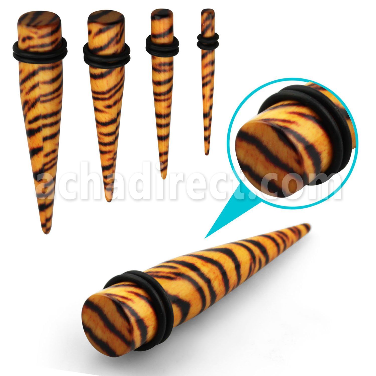tpadr black acrylic taper with printed tiger fur w o rings
