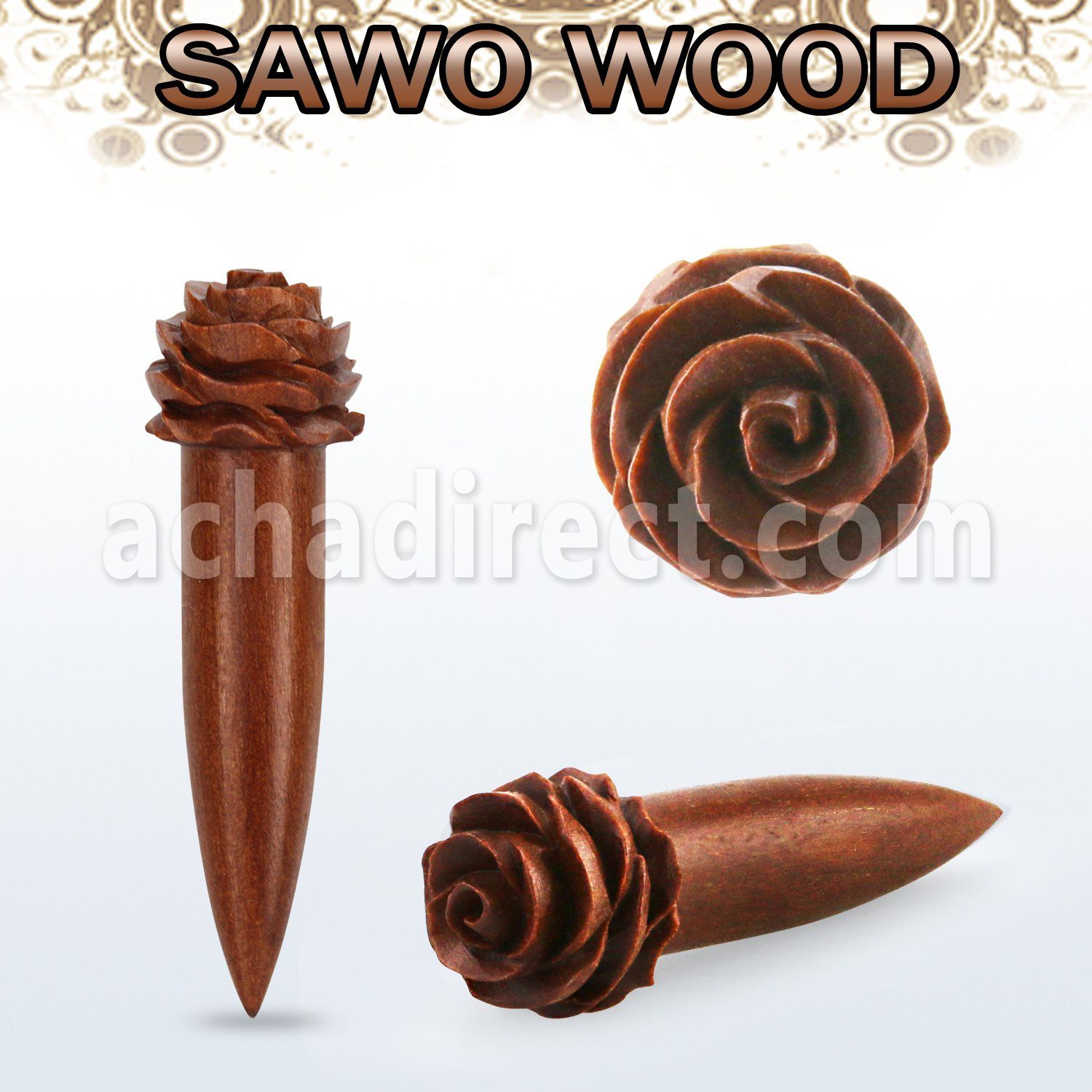 tpsafl sawo wood taper with a hand carved rose shaped top