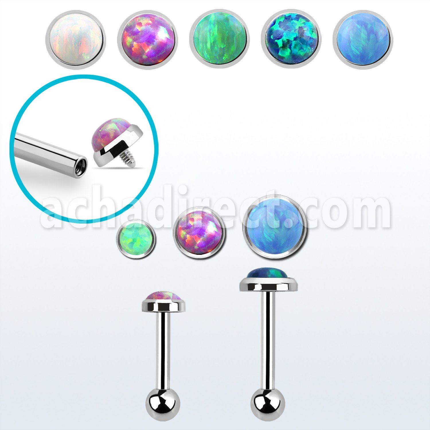 trgo steel tragus barbell w a synthetic opal flat head