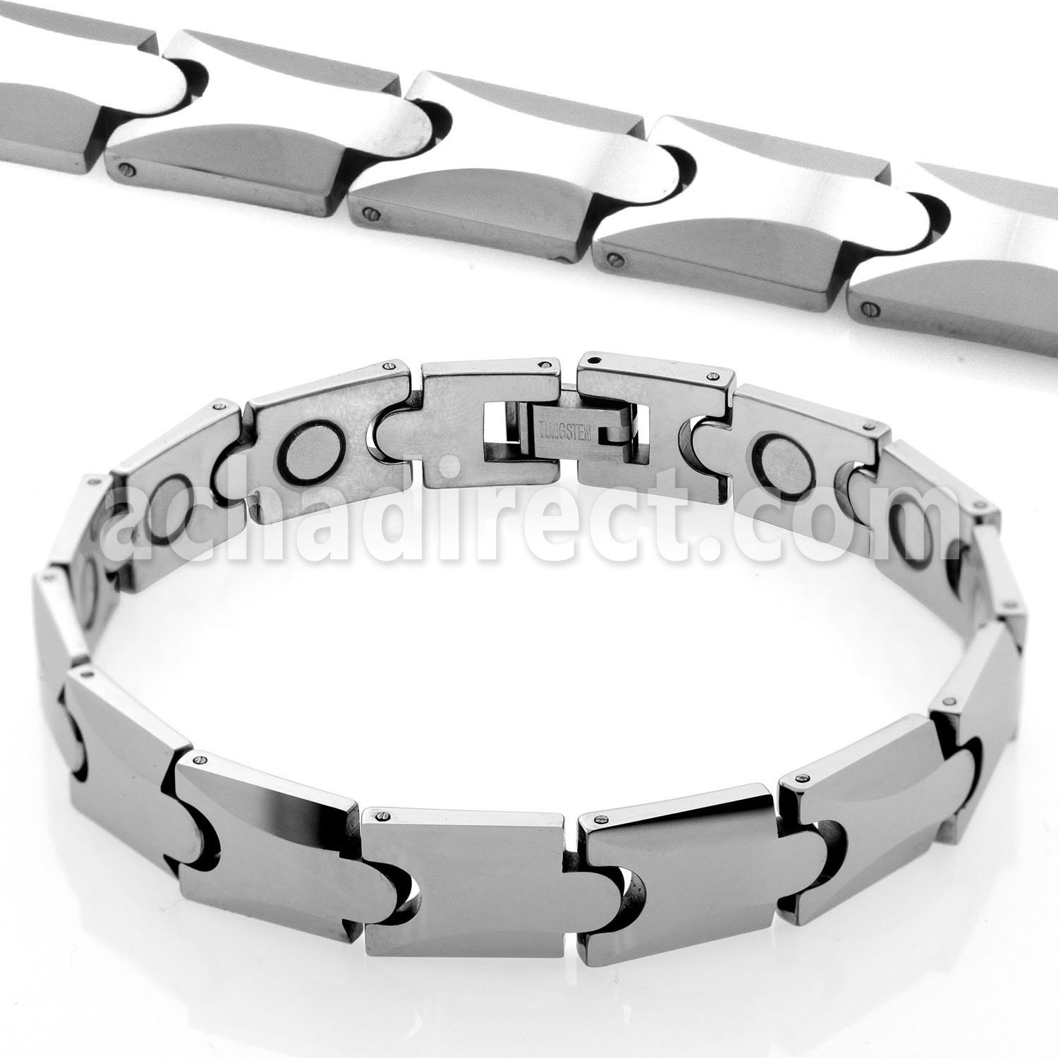 ub148 polished tungsten watch band bracelet with beveled links