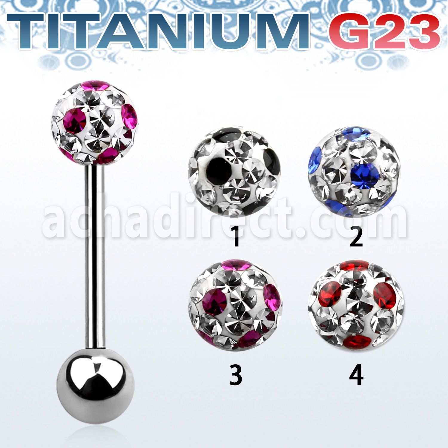 ubbfr6a titanium g23 barbell w 6mm dotted ferido ball