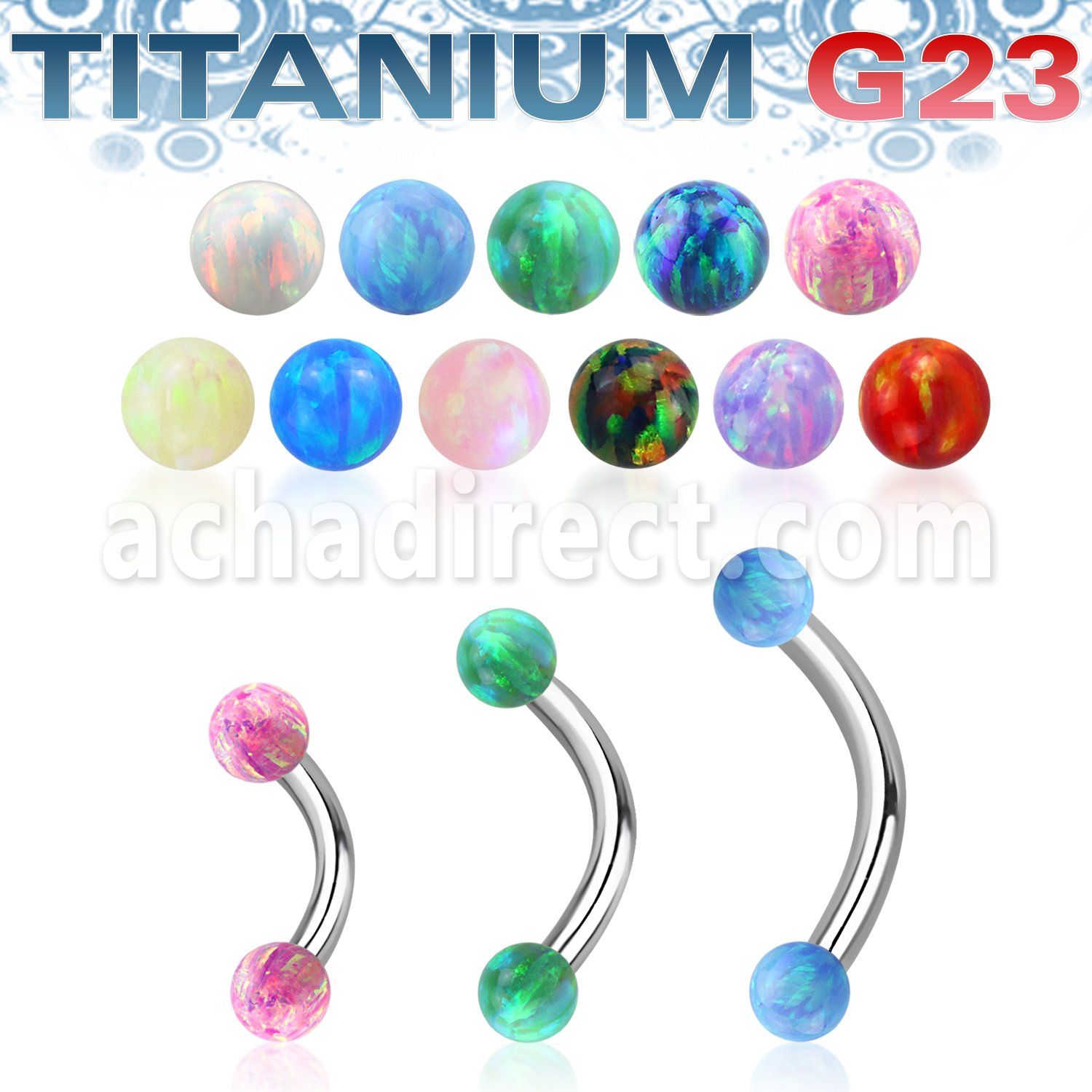 ubneop3 titanium g23 banana 16g 3mm synthetic opal balls