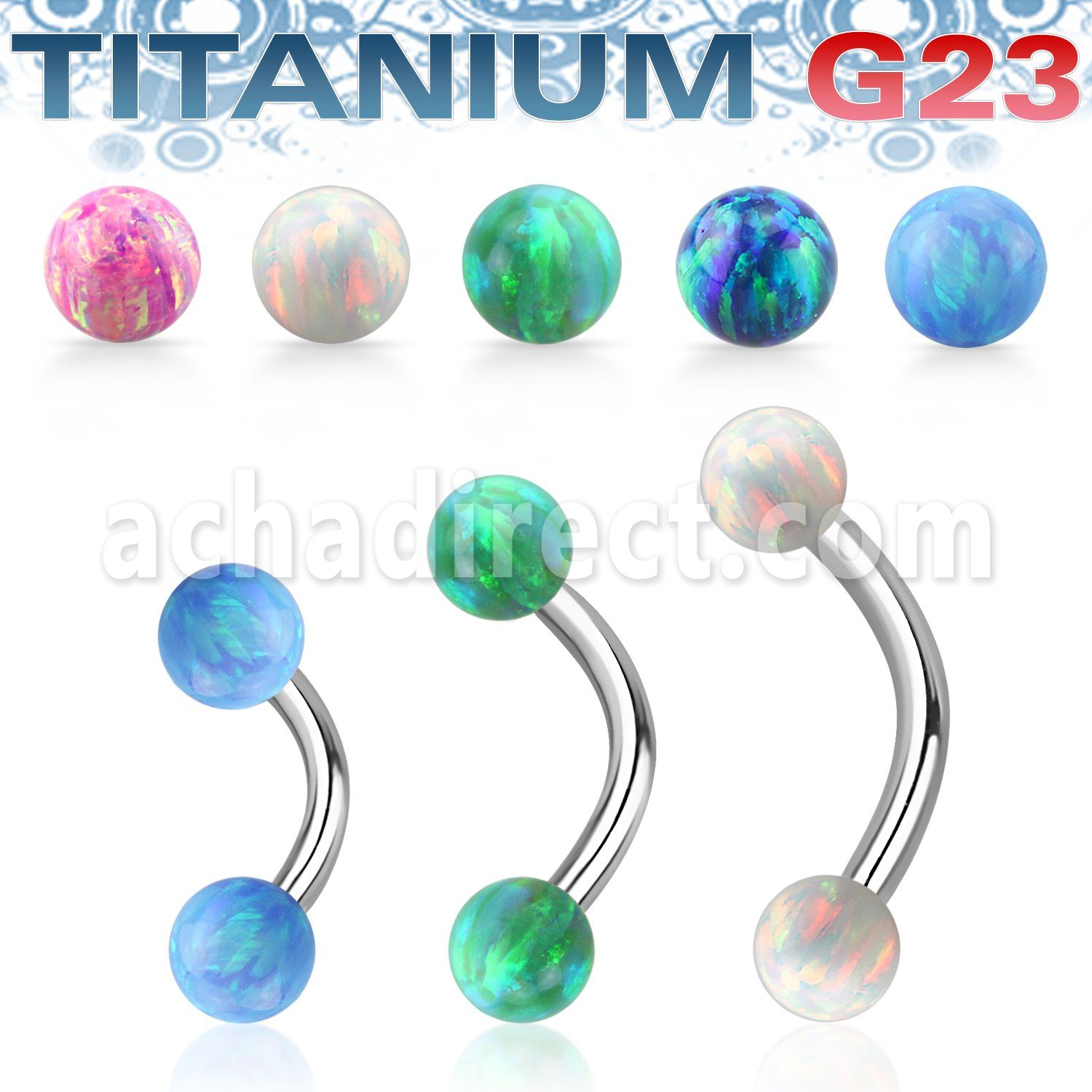 ubneop4 titanium g23 banana 16g 4mm synthetic opal balls