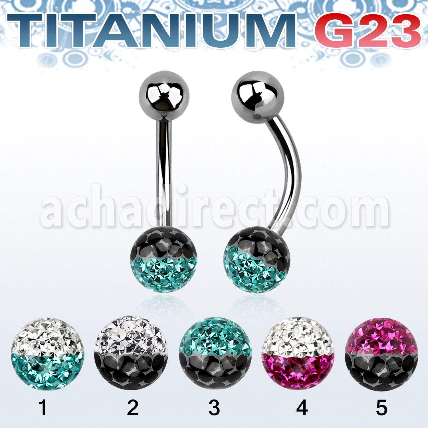 ubnfr6e titanium g23 banana w steel 6mm 2 color ferido ball
