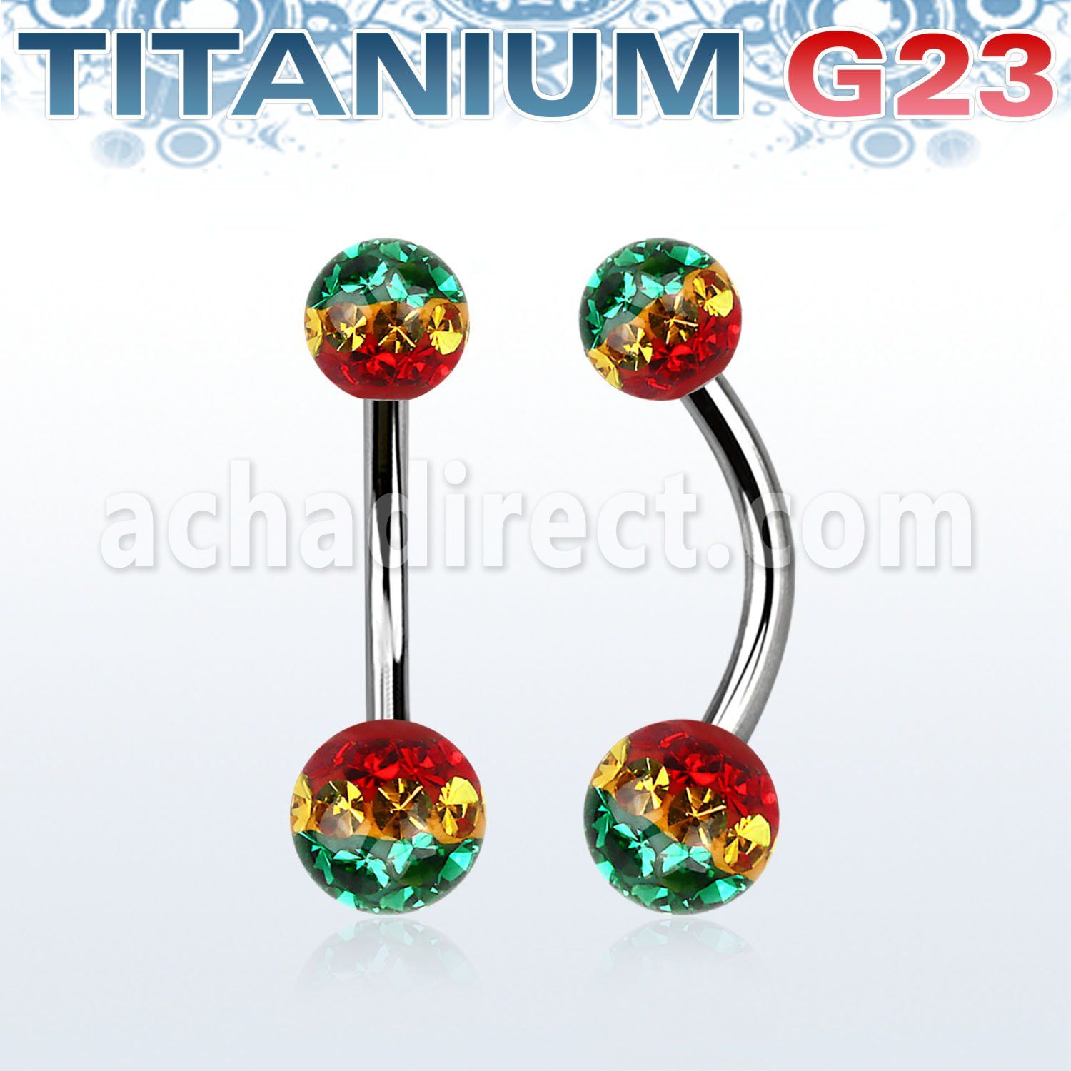 ubnfrsr titanium g23 belly banana w 5 6mm rasta ferido balls
