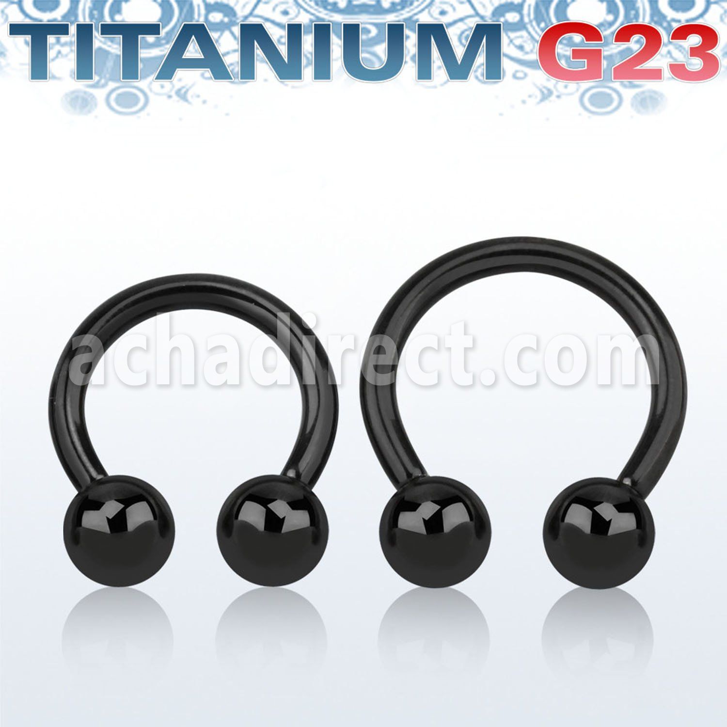 ucbrt12 black anodized titanium g23 circular barbell w 6mm balls