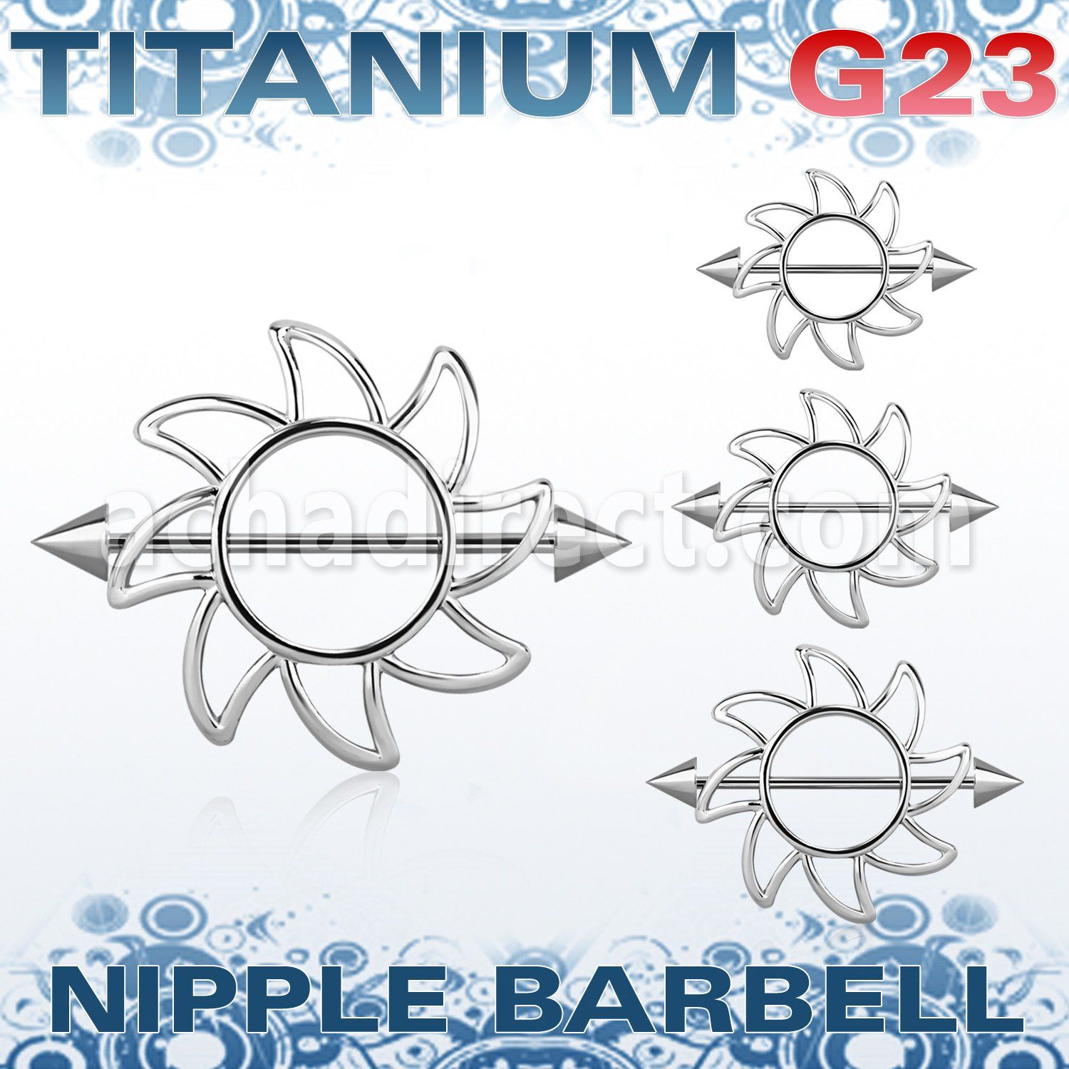 ucnp103 sun nipple shield w titanium g23 barbell w 5mm cones