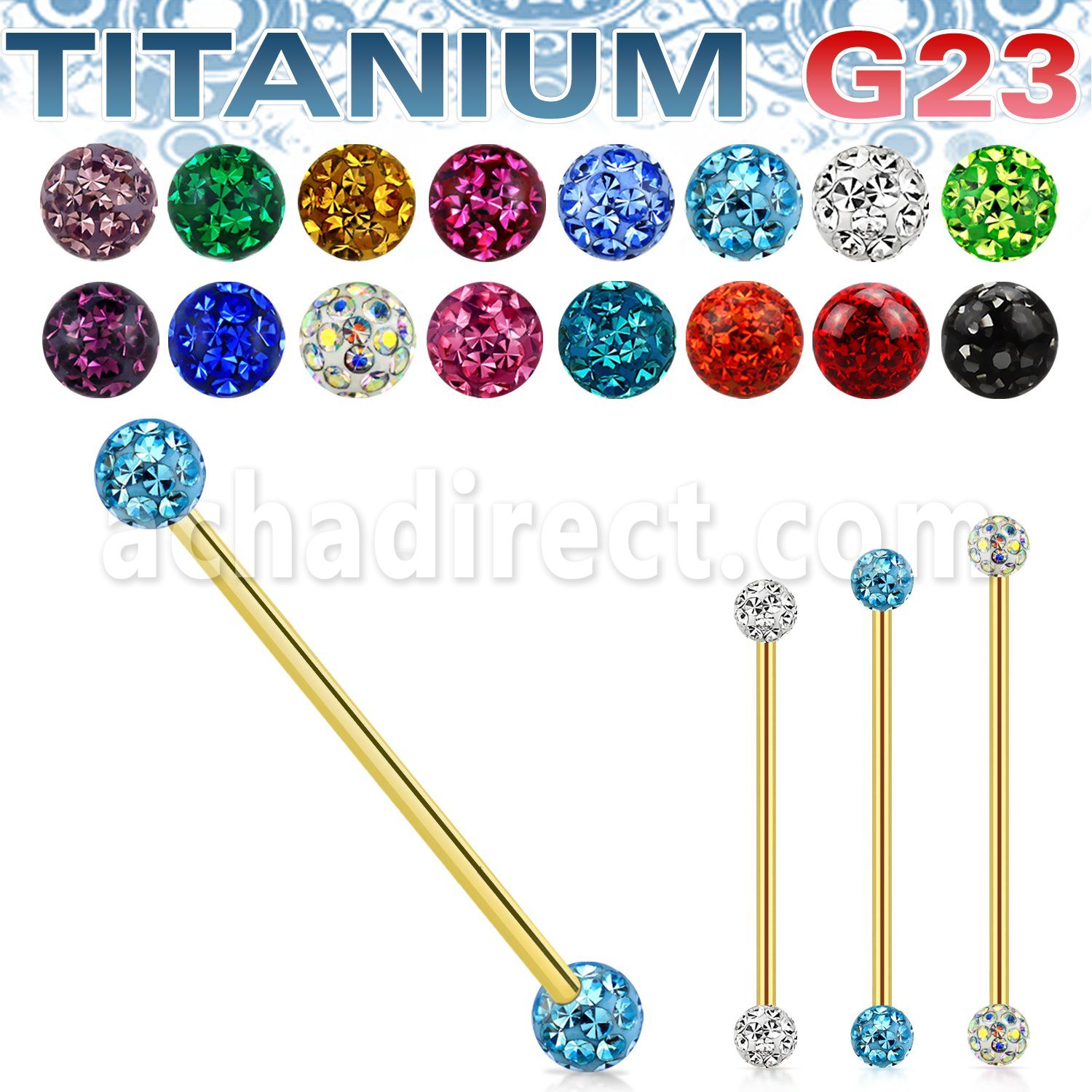 uginfr5 gold anodized titanium industrial barbell 14g ferido