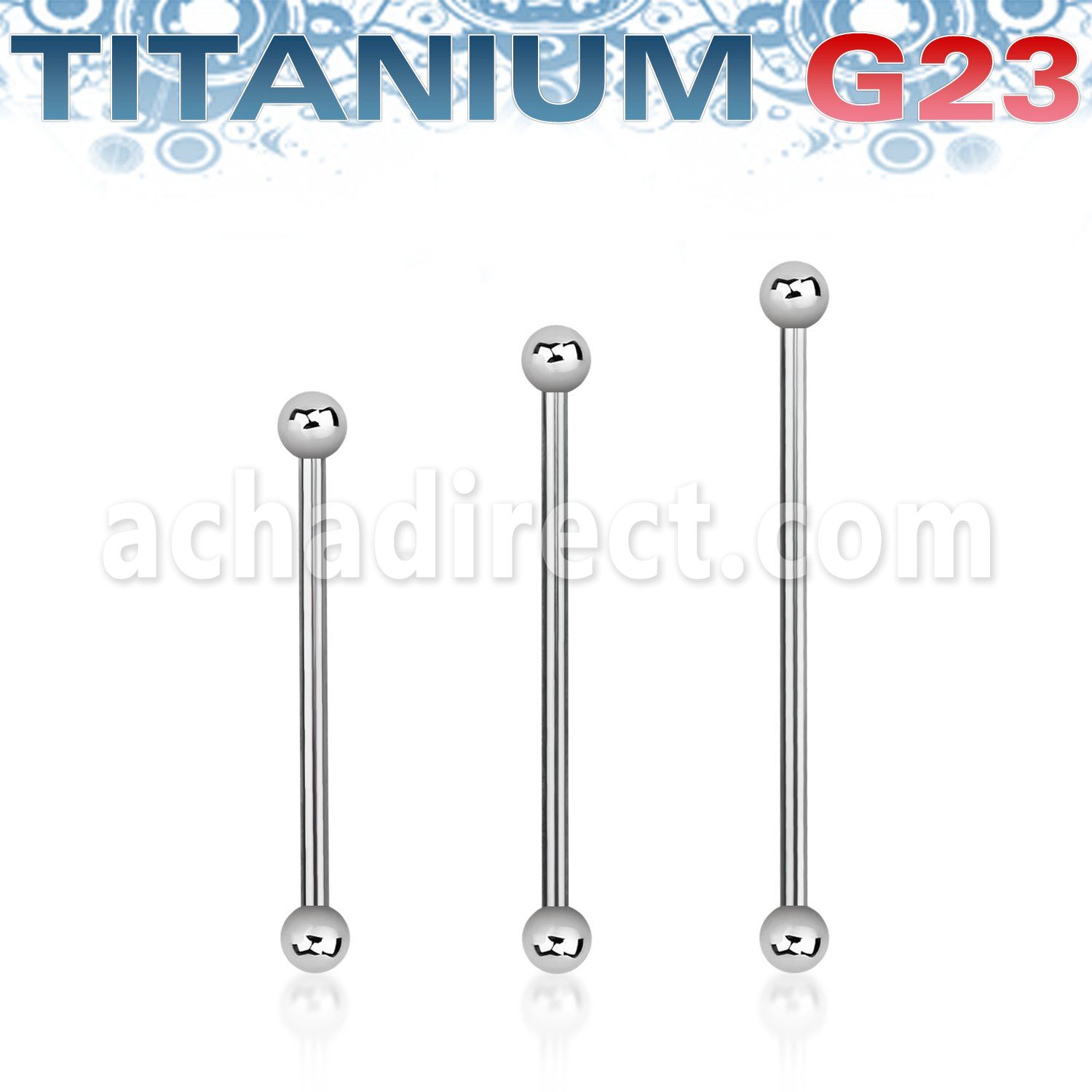 uindb4 titanium g23 industrial barbell two 4mm balls
