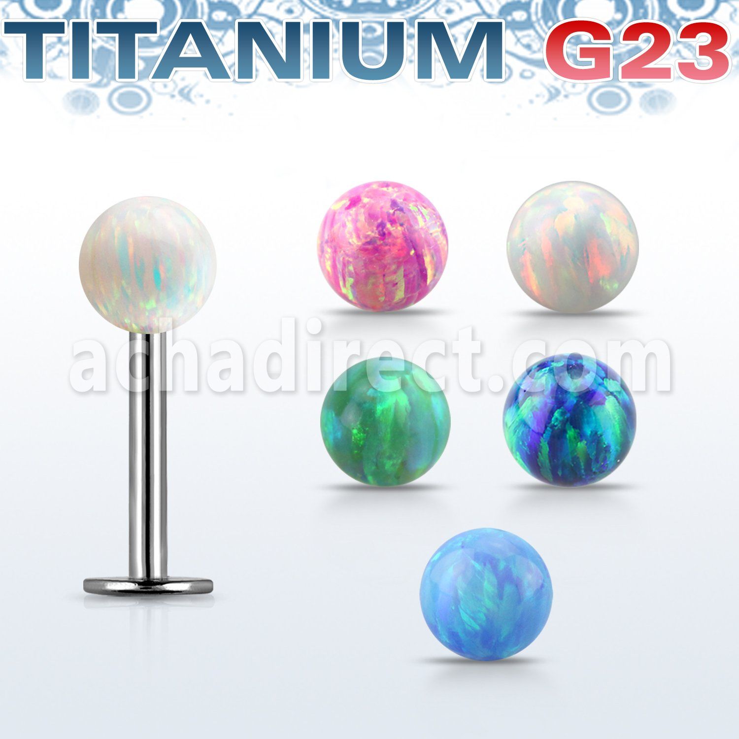 ulbop4s titanium g23 labret with a 4mm synthetic opal ball