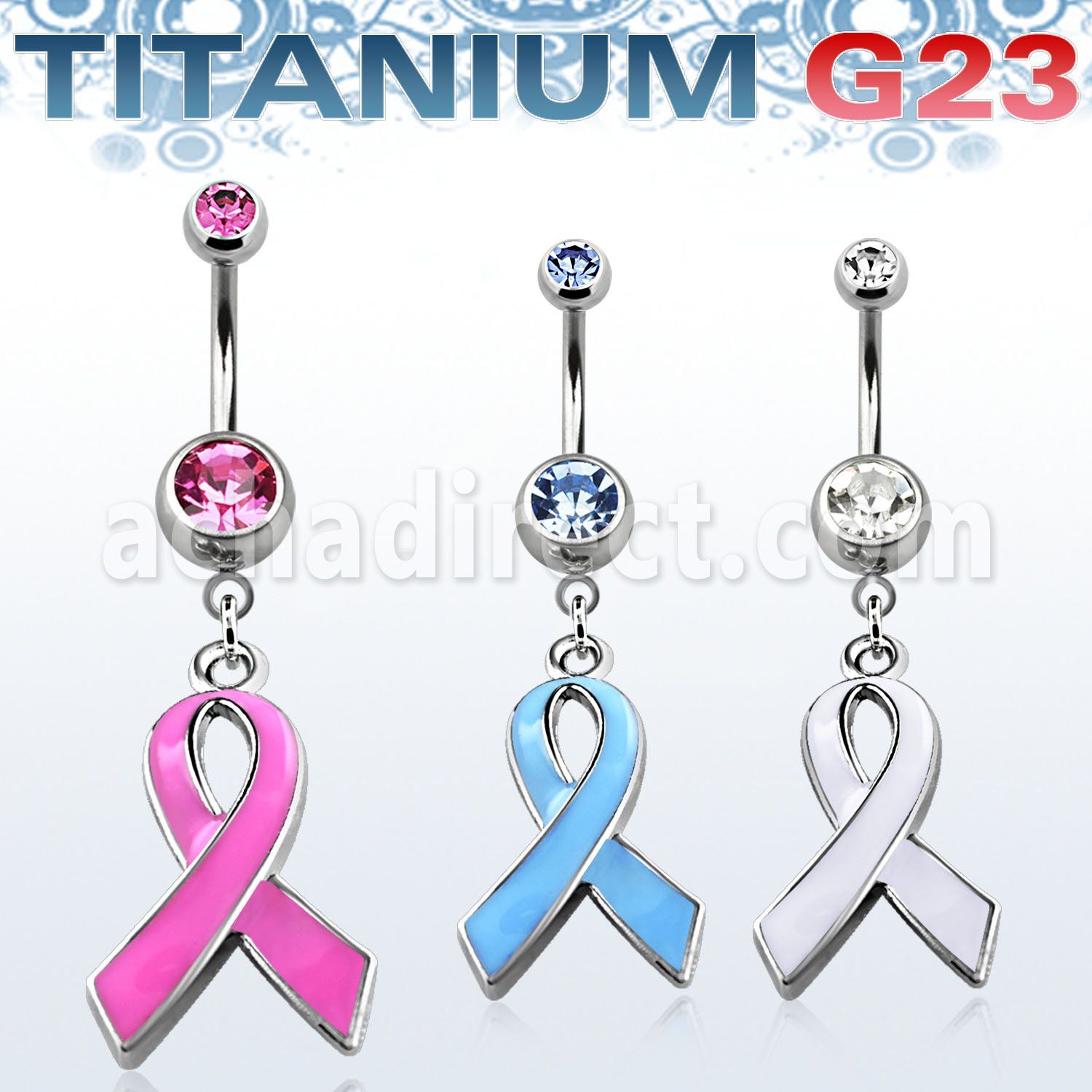 umcd501 titanium g23 banana w 5 8mm bezel jewel ribbon