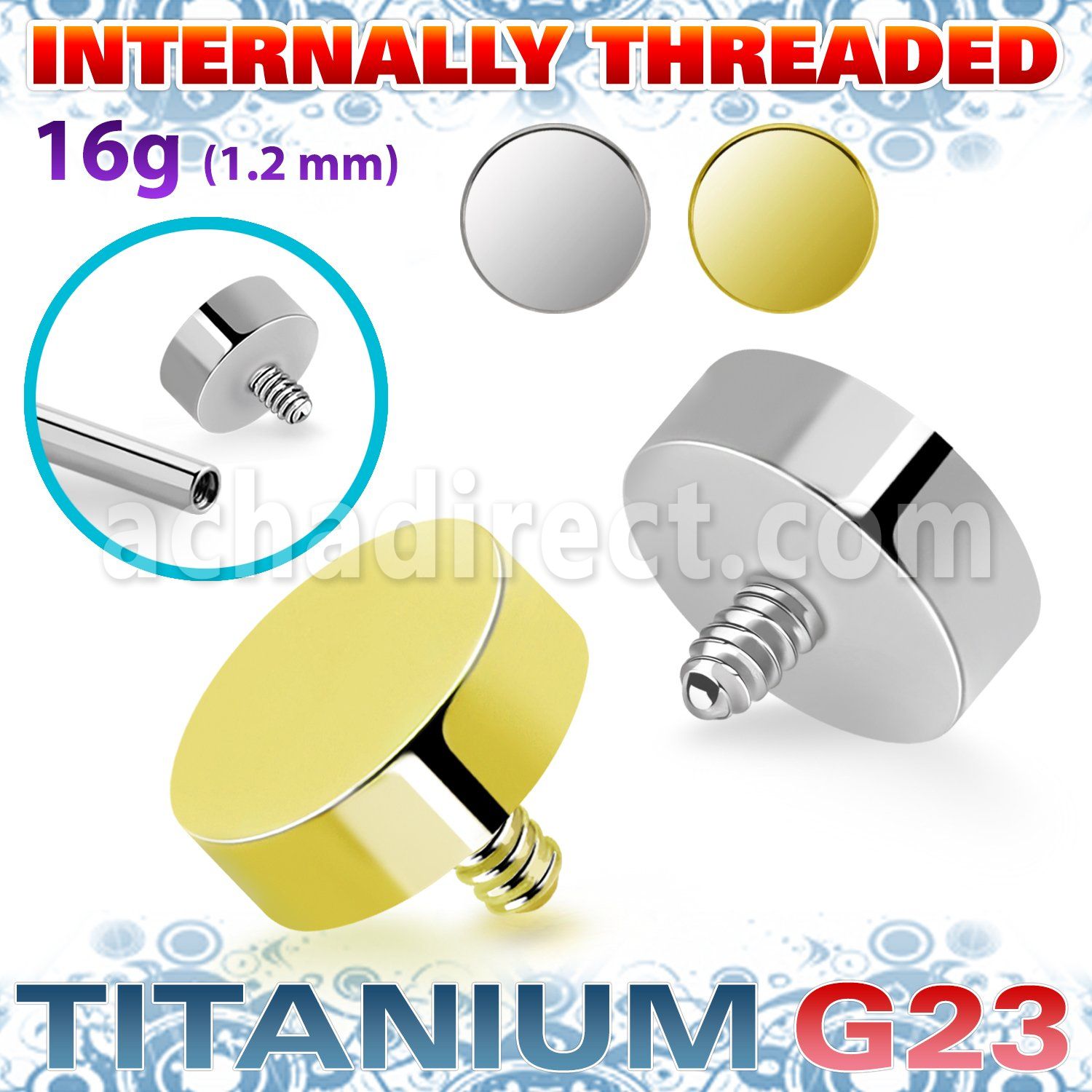 urd4in titanium g23 4mm flat round shape top for posts
