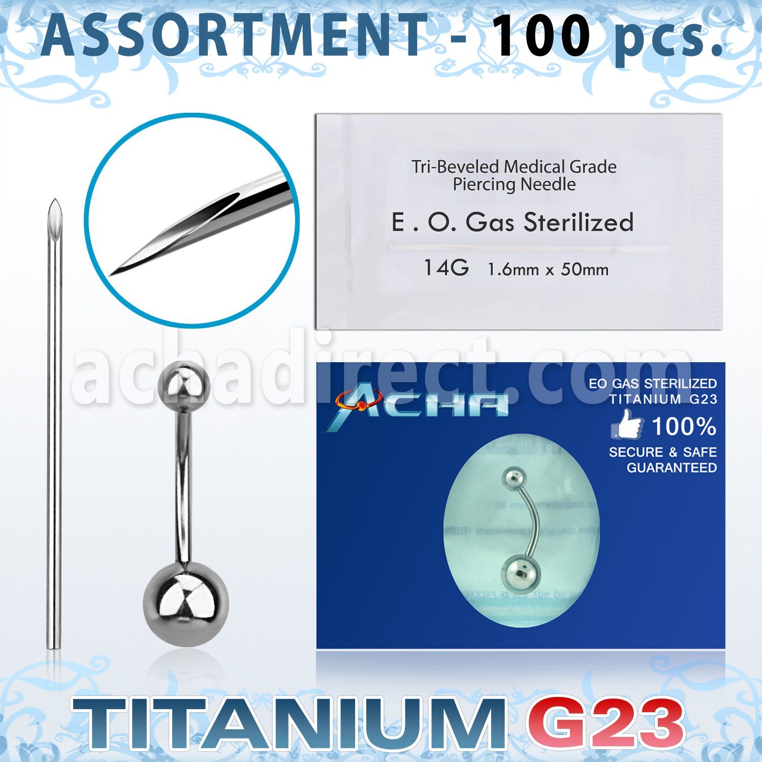 uset09 piercing kit titanium g23 belly bananas needles