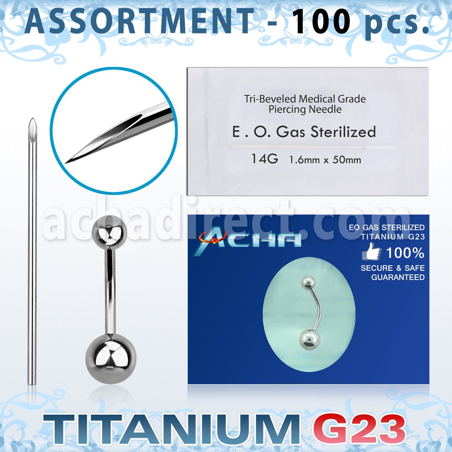 uset10 piercing kit titanium g23 belly piercings needle