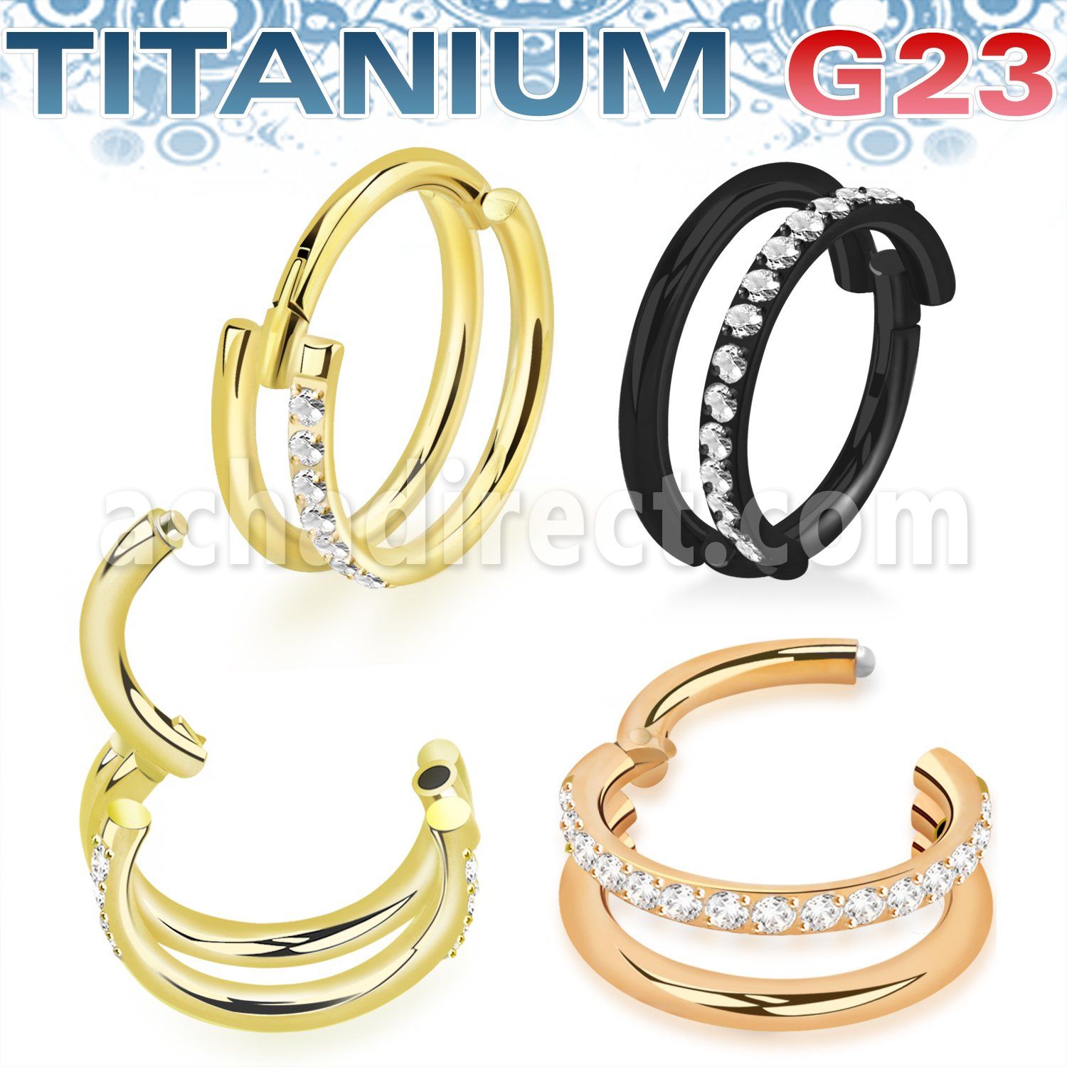 usgsh35t pvd plated titanium hinged segment ring 16g double