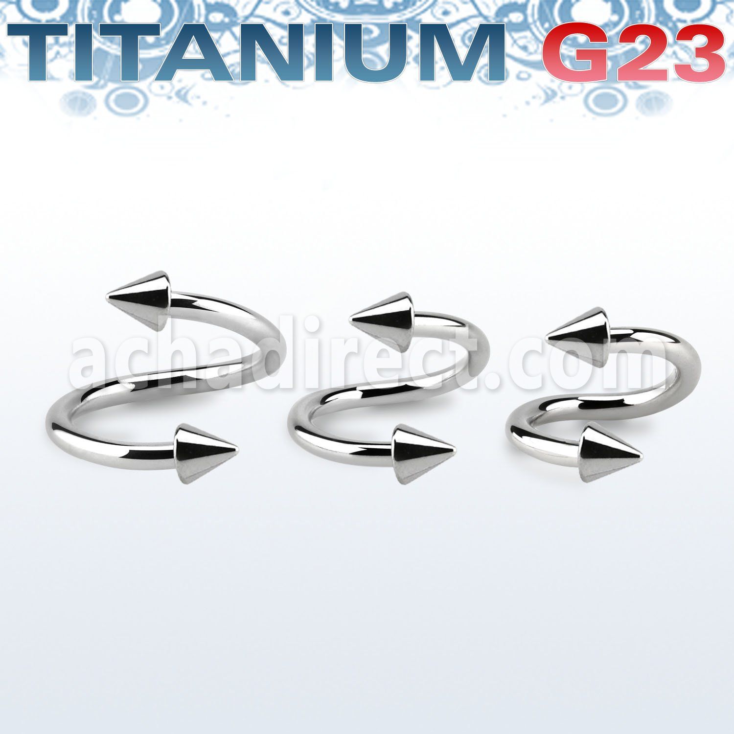 uspecn titanium g23 eyebrow spiral twister with 3mm cones