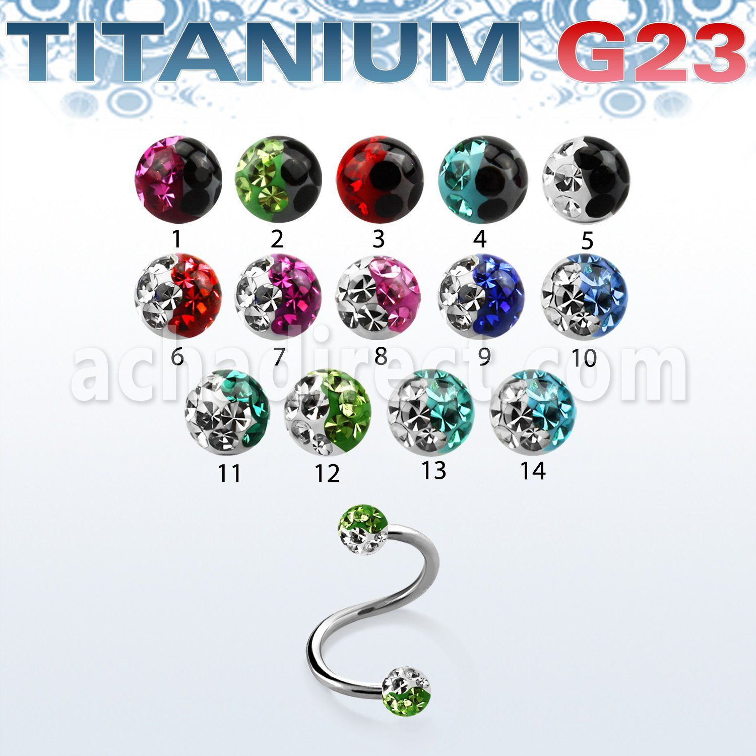 uspfr3e titanium g23 spiral with 2 color ferido ball