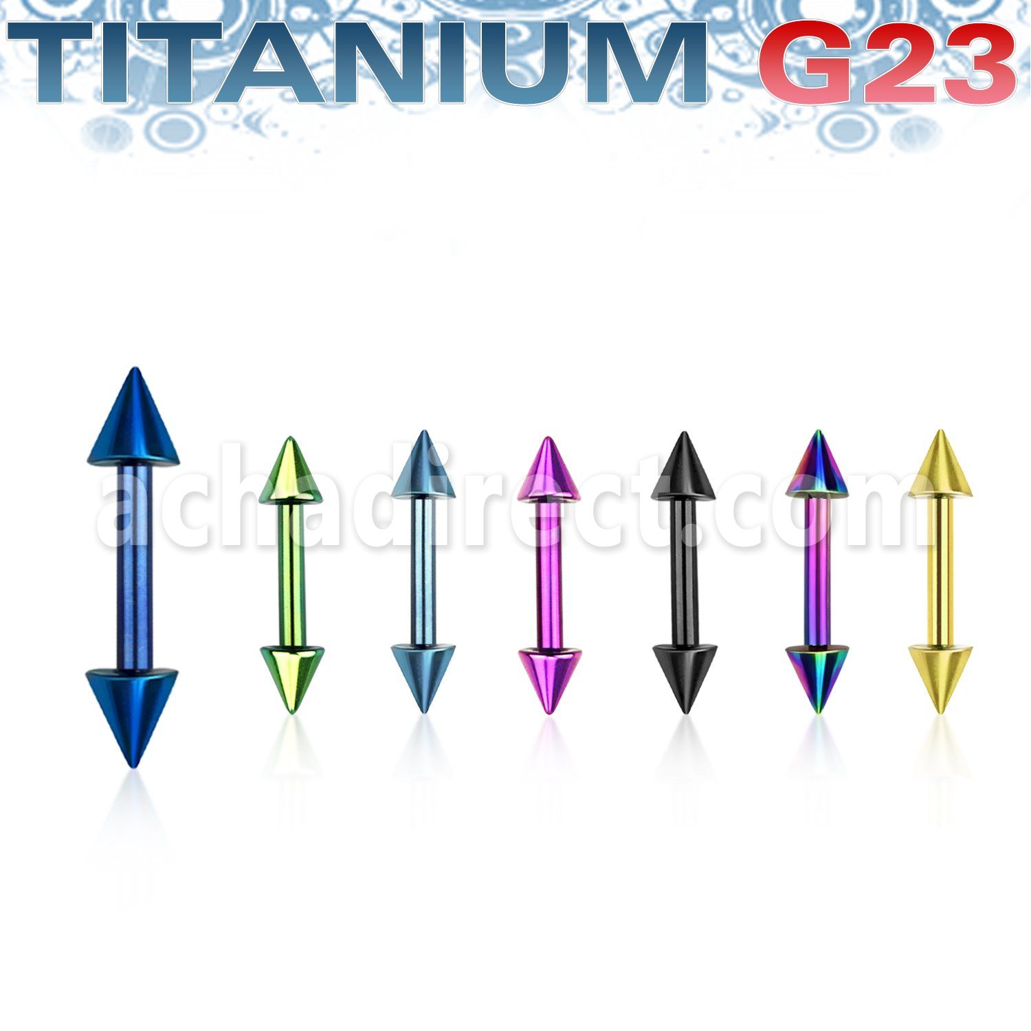 utbbecn anodized titanium g23 eyebrow barbell with 3mm cones