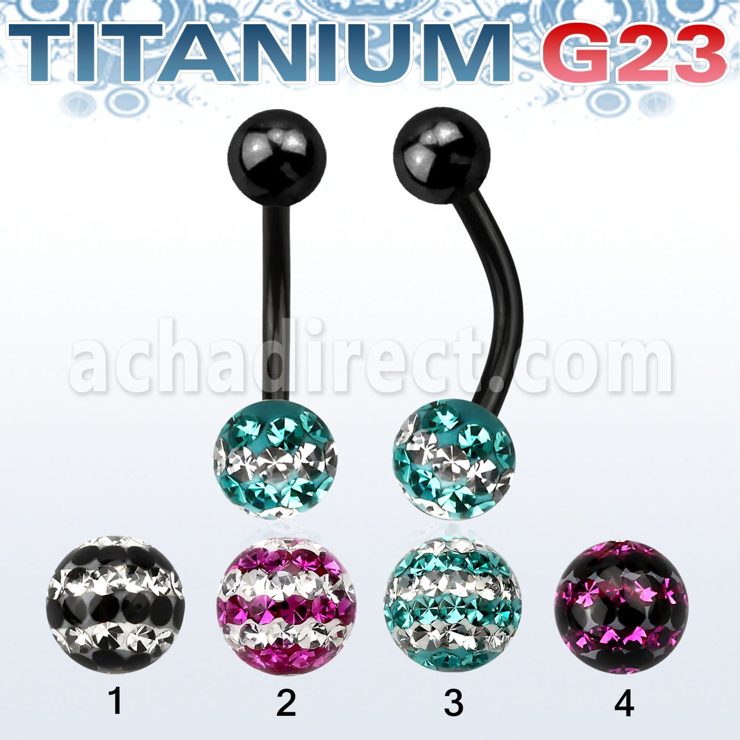utbnfr6d anodized titanium banana w 6mm tri line ferido ball