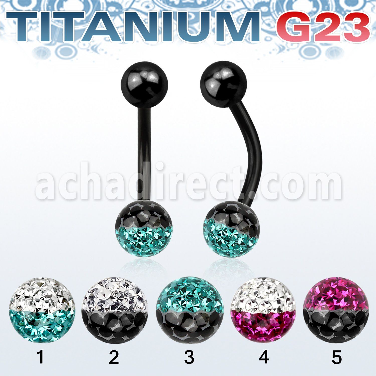 utbnfr6e anodized titanium g23 banana w 6mm 2 color ferido ball