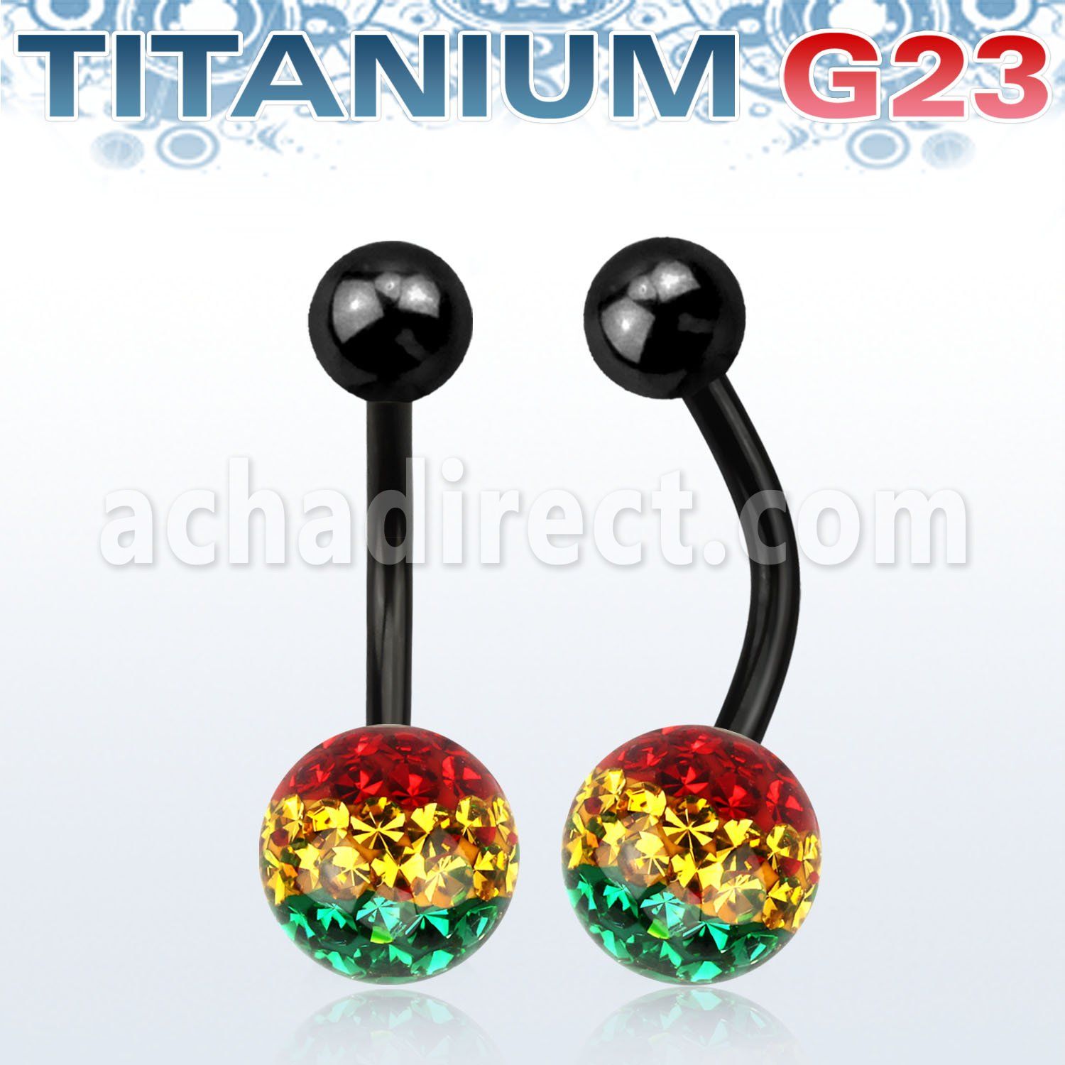 utbnfr8r anodized titanium g23 banana w 8mm rasta ferido ball