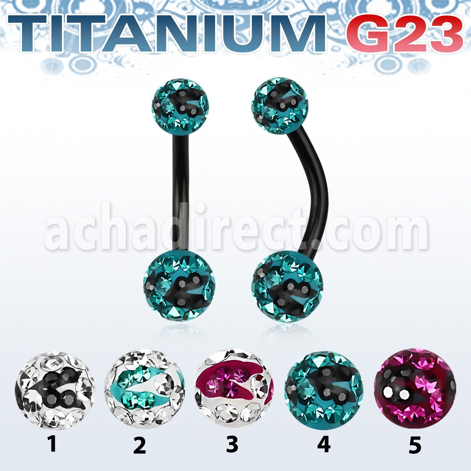 utbnfrsc black titanium banana w 56mm multicrystal zebra ball 