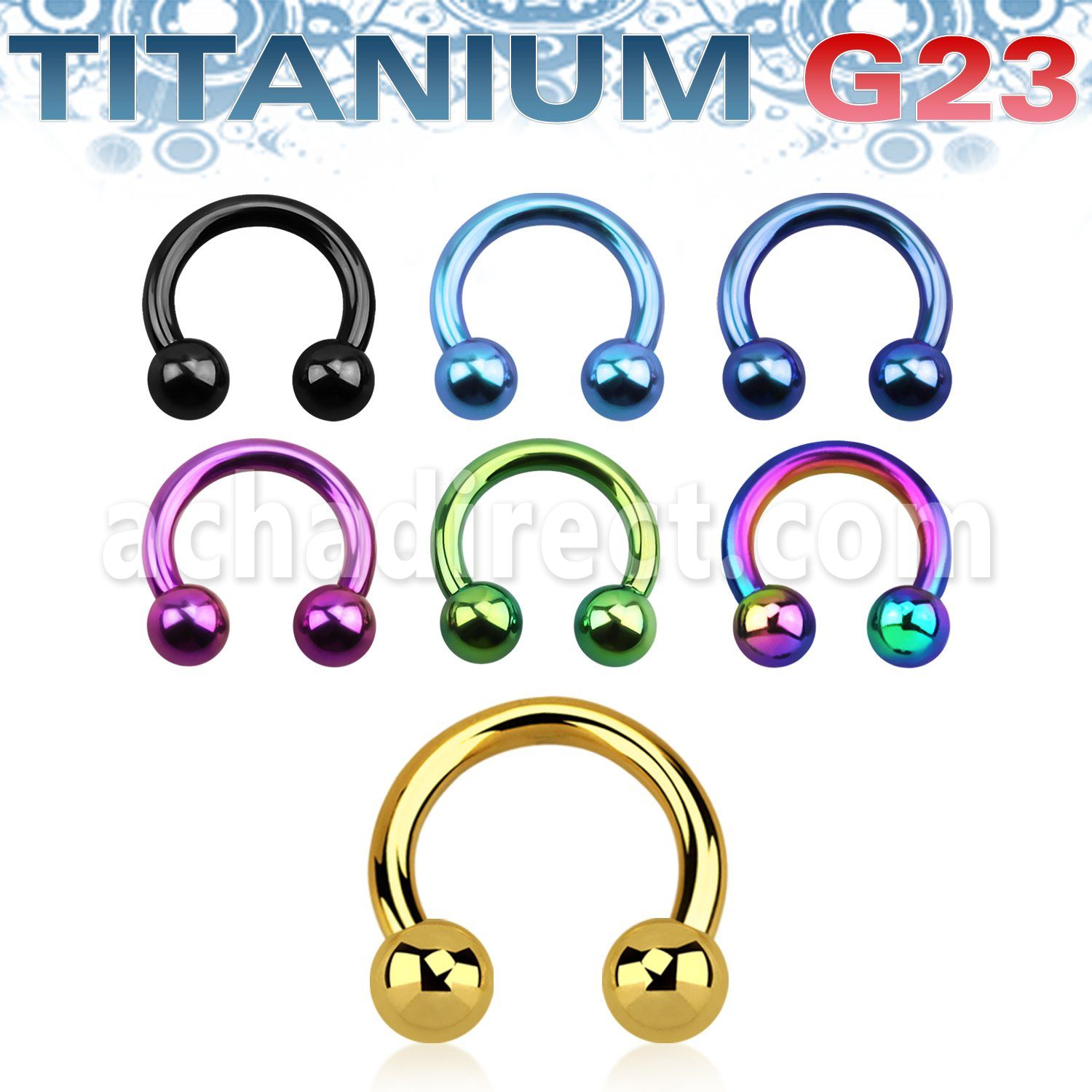 utcbb anodized titanium g23 circular barbell with 4mm balls