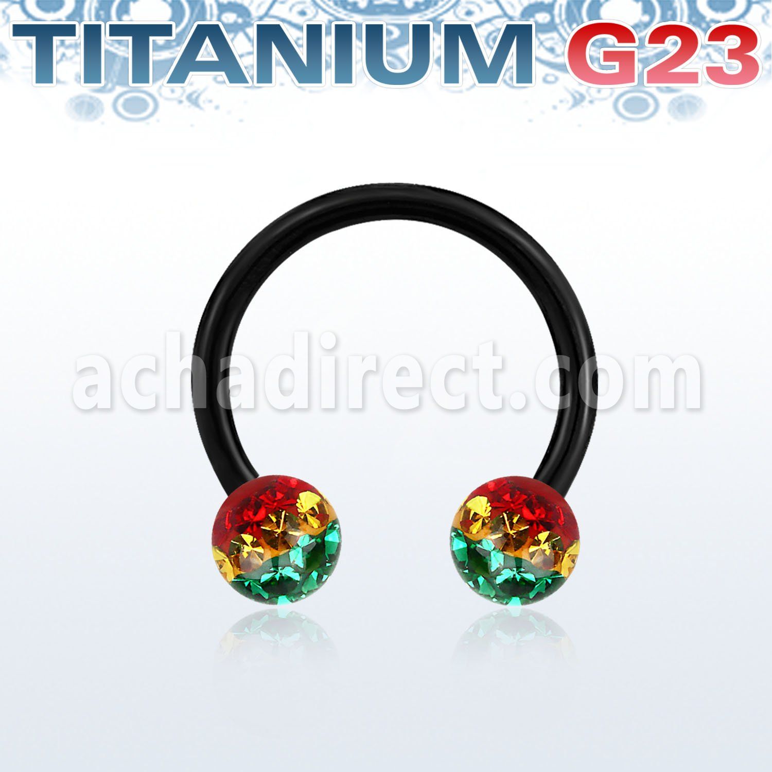 utcbfr5r anodized titanium g23 barbell w 5mm rasta balls