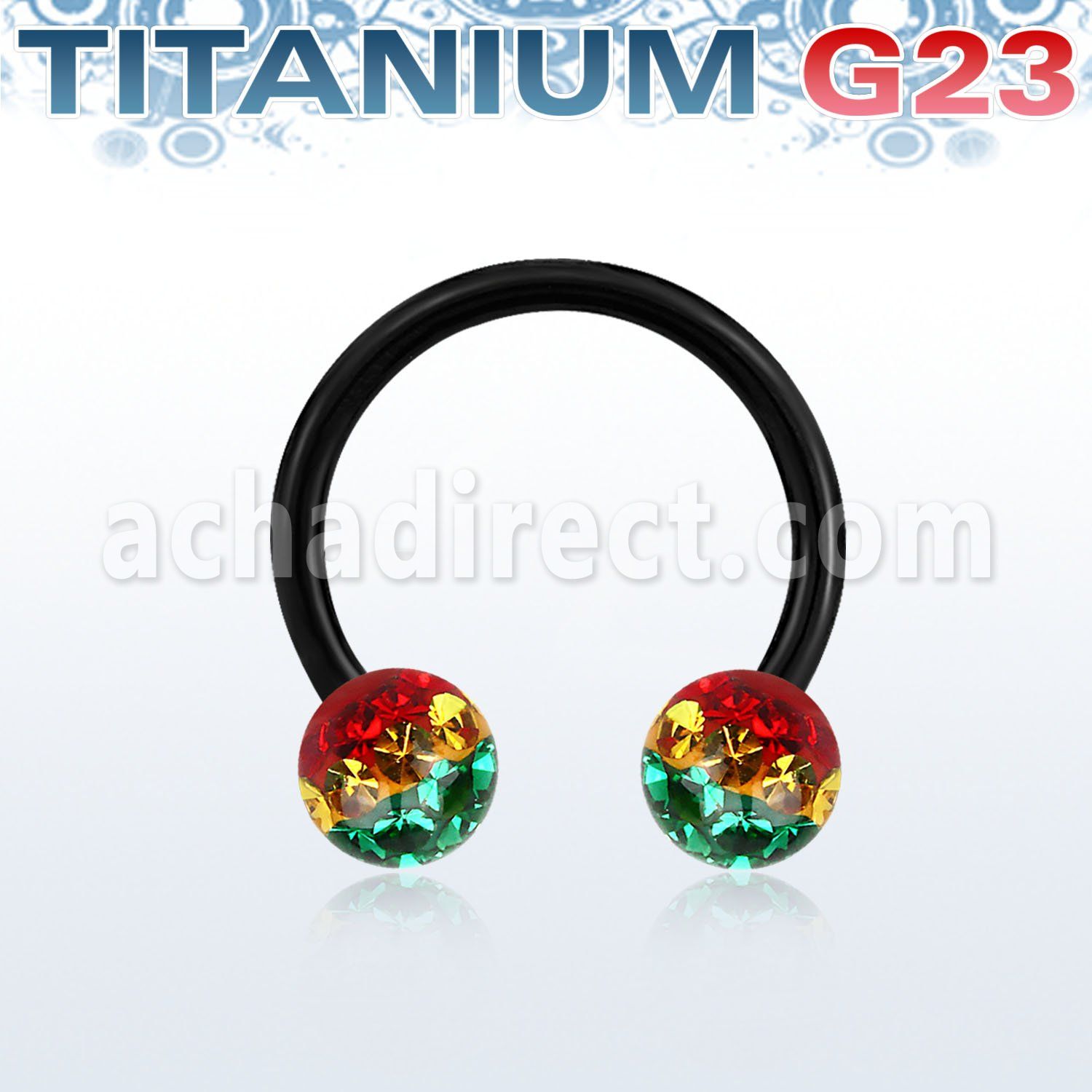 utcbfr6r anodized titanium g23 barbell w 6mm rasta balls