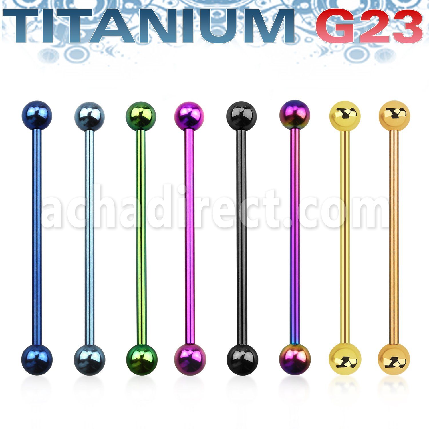 utinb anodized titanium g23 industrial barbell with 5mm balls