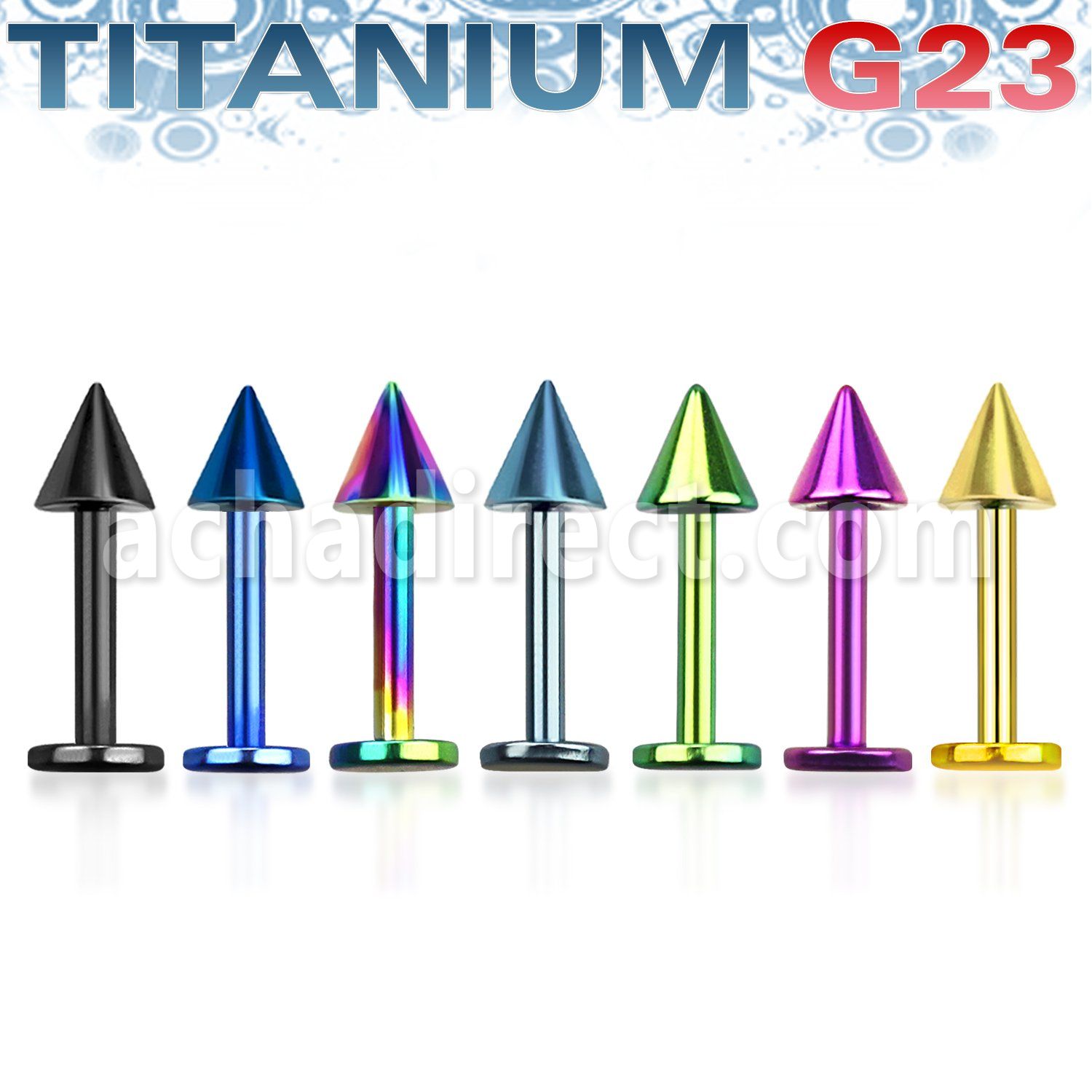 utlbcn3 anodized titanium g23 labret with a 3mm cone