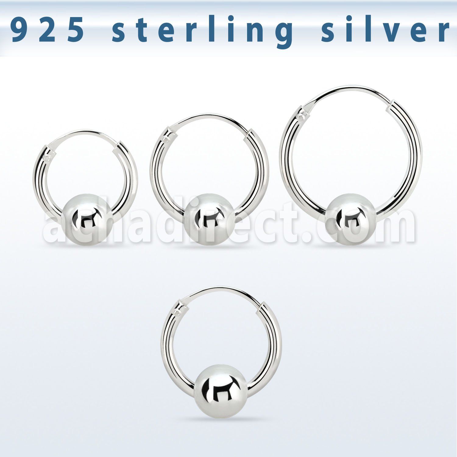 vbcr14m 925 silver ball closure earrings (1.6mm) with 5mm ball