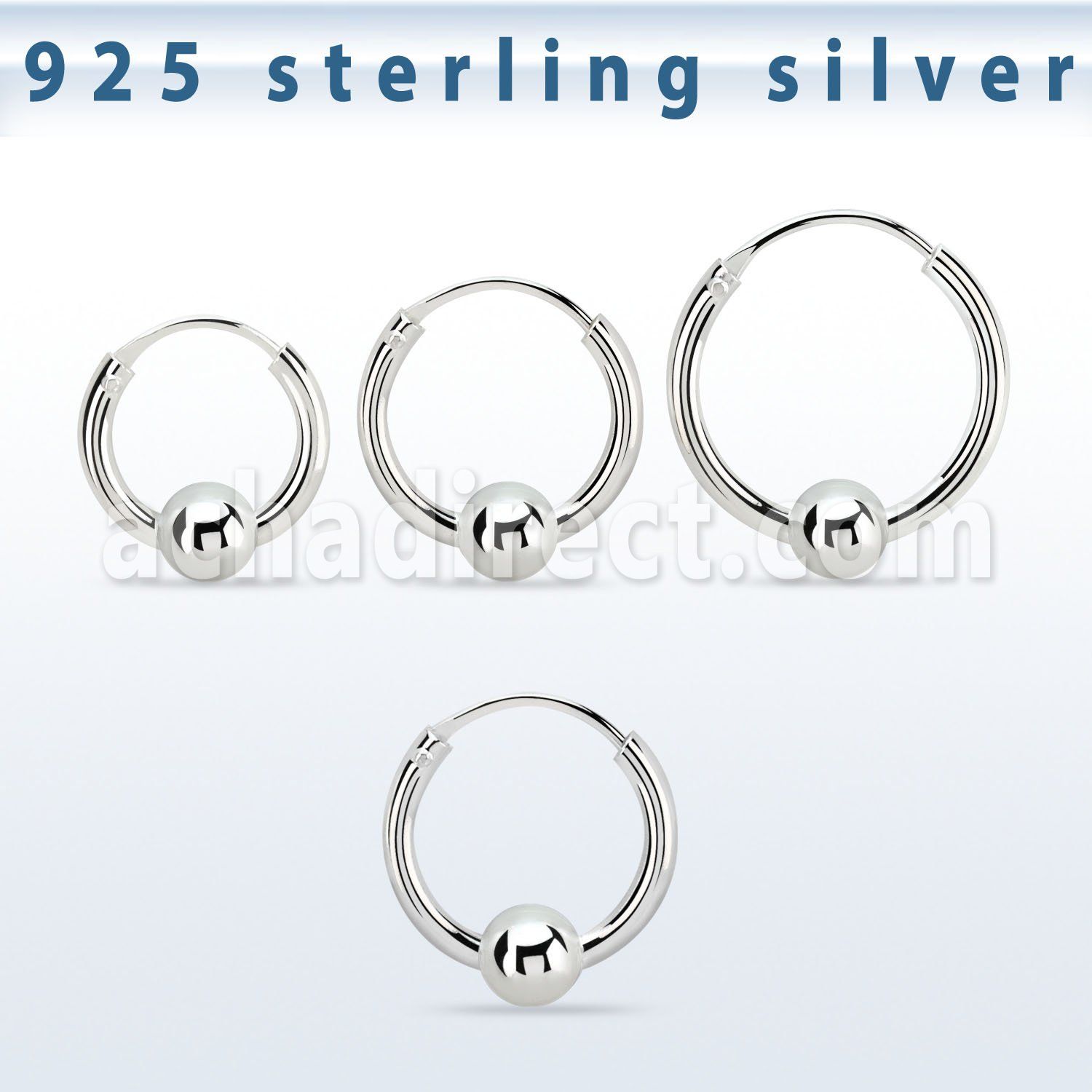 vbcr14s 925 silver ball closure earrings (1.6mm) with 4mm ball