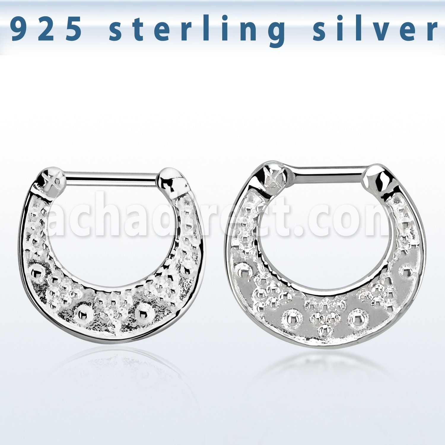 vsepf16 925 silver septum clicker w 1.6mm 316l steel closure bar