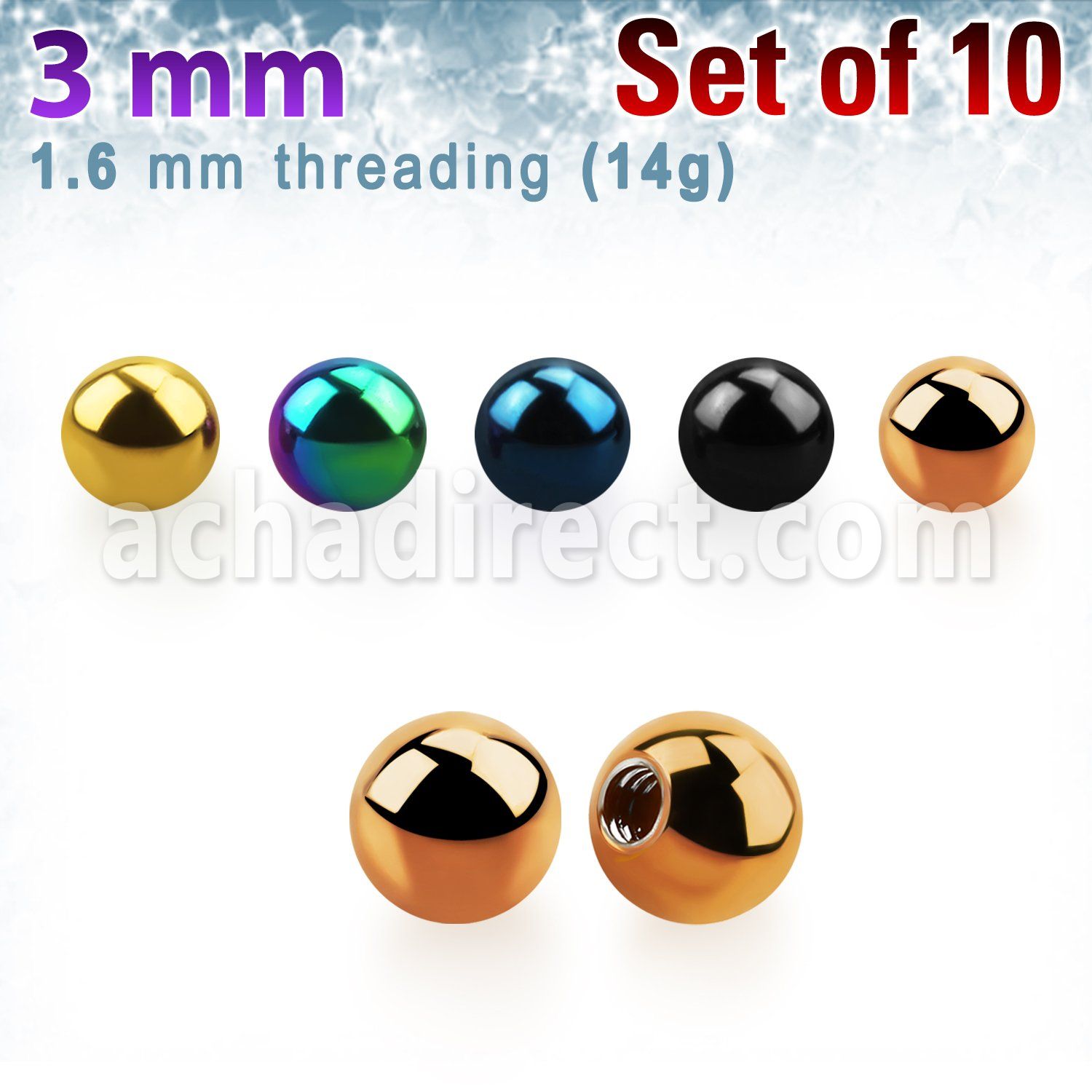 xbt3g pack of 3mm anodized 316l steel balls threading 1 6mm