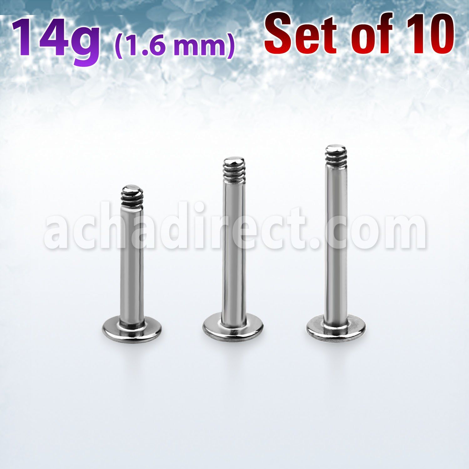 xlb14g pack of 10 pcs of surgical steel posts for labret