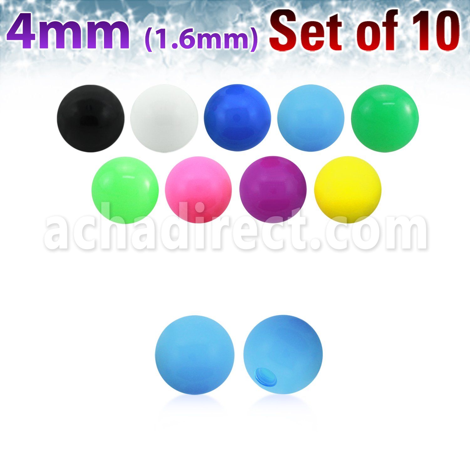 xsab4 set of 10 pcs of 4mm acrylic ball in solid colors
