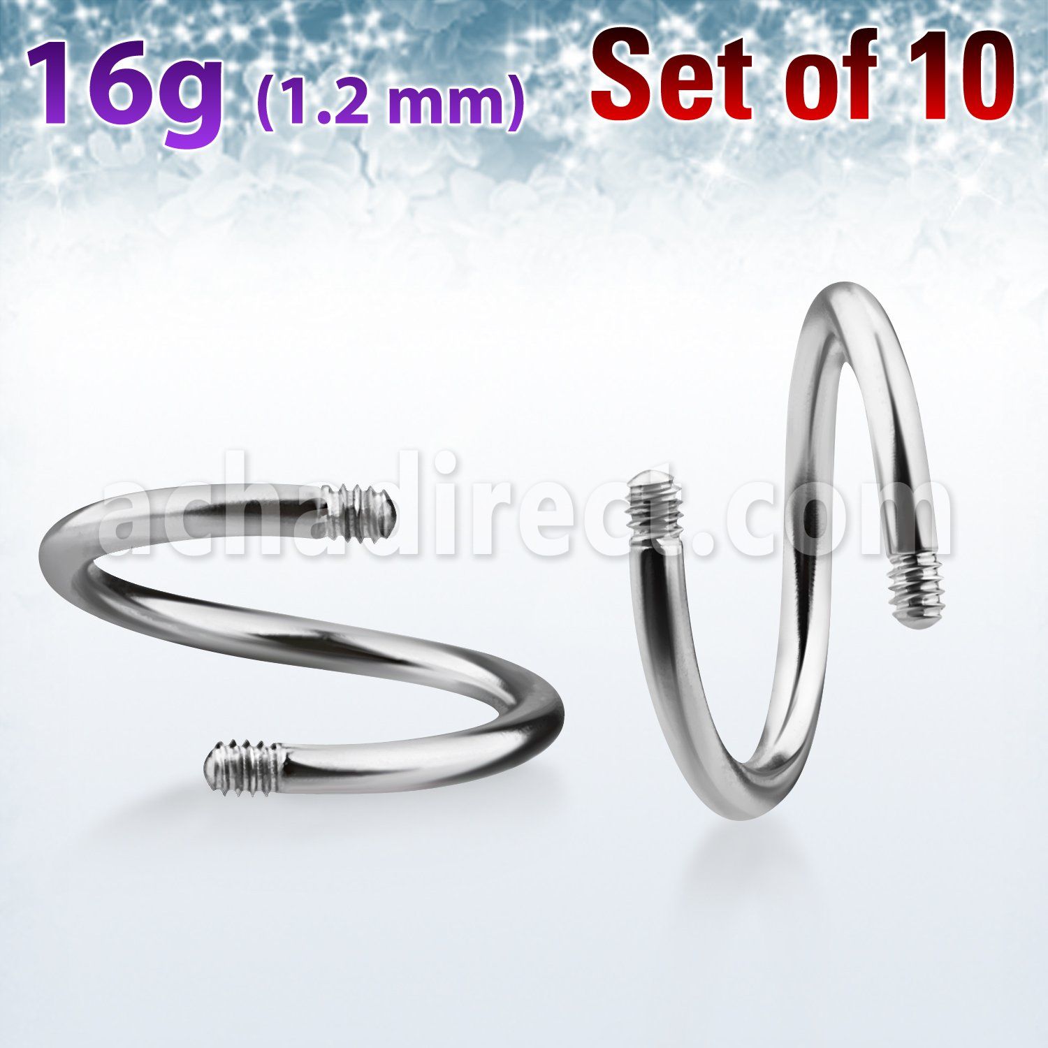xsp16g 316l steel posts for spiral twister barbells 1 2mm