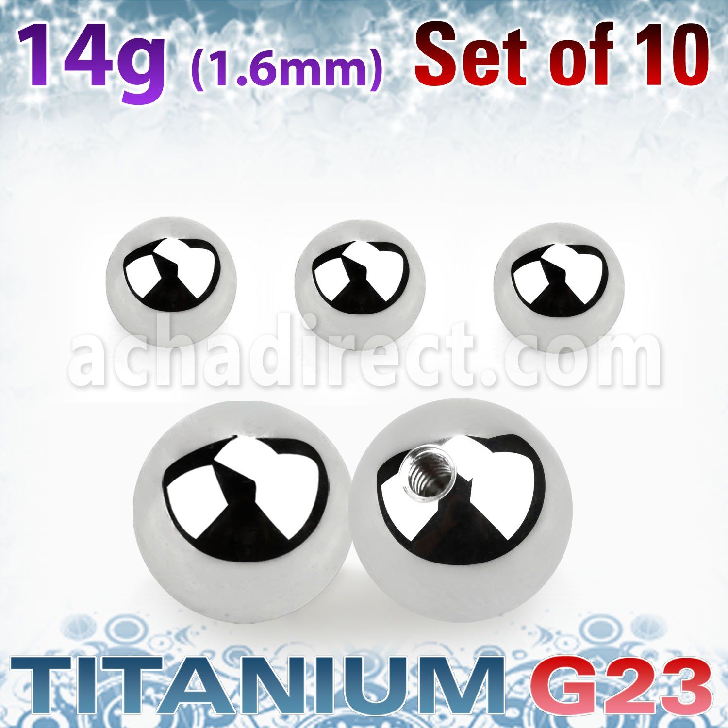 xubal8 pack of 10 pcs of 8mm high polished titanium g23 balls