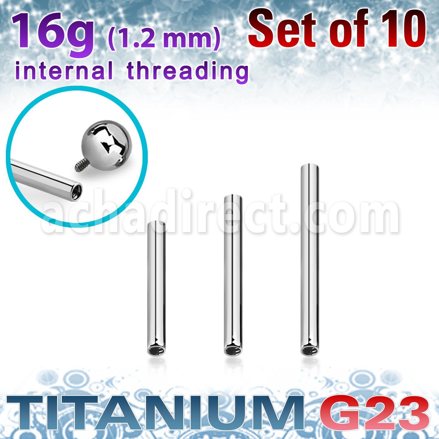 xubb16gi titanium g23 internally threaded posts 10pcs