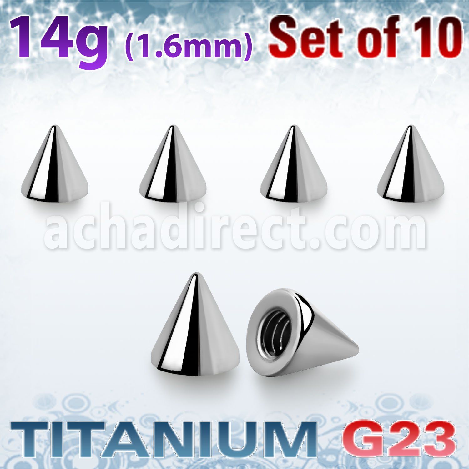xucon3g pack of high polished titanium g23 cones thread 1 6mm