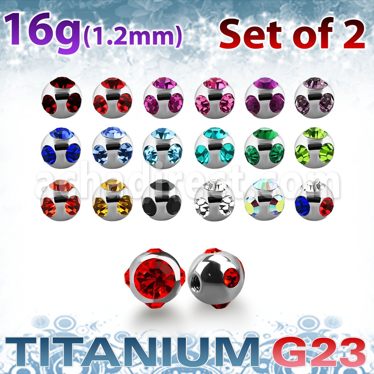 xumjb3 pack of 3mm high polished titanium g23 multi jewel balls