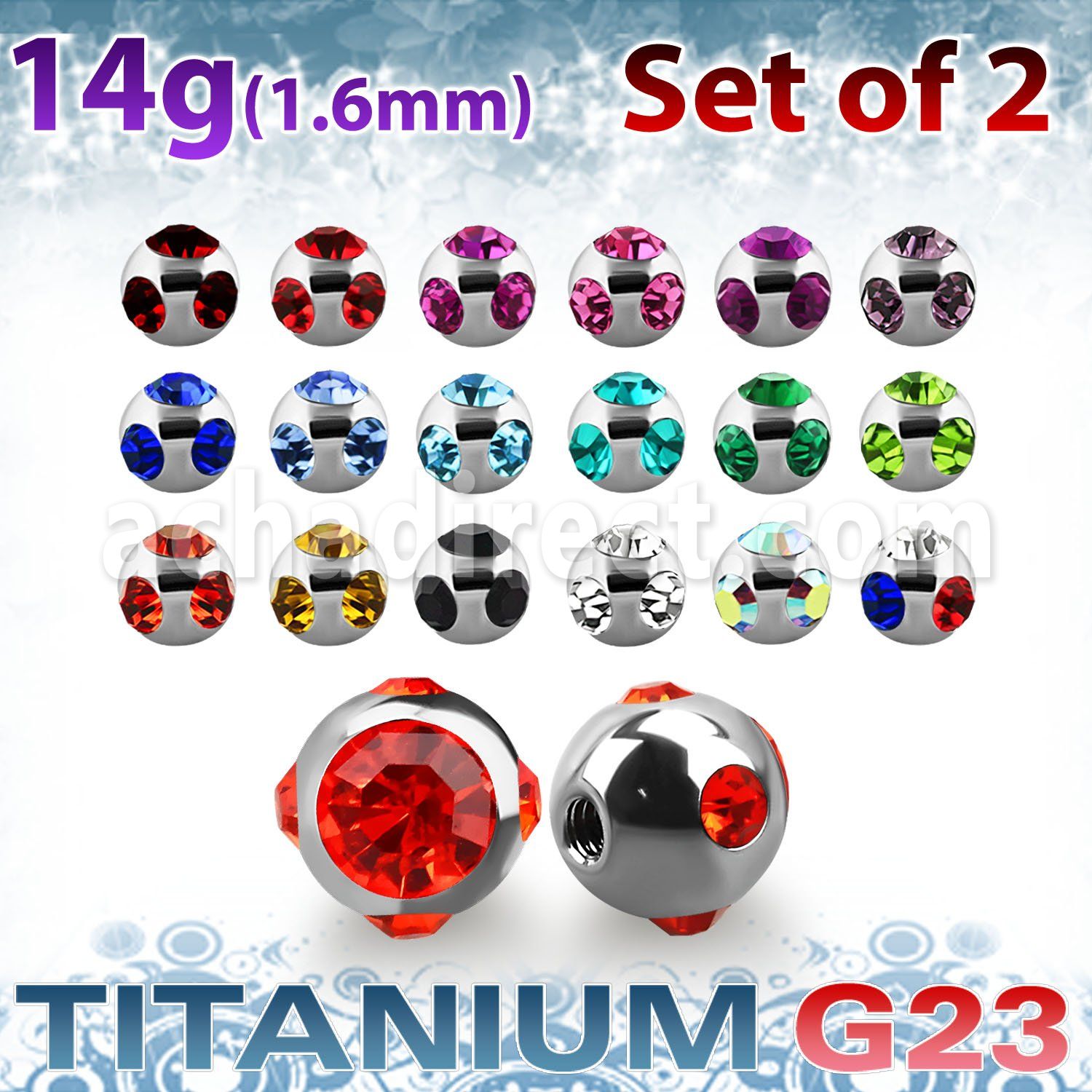 xumjb6 pack of 6mm high polished titanium g23 multi jewel balls