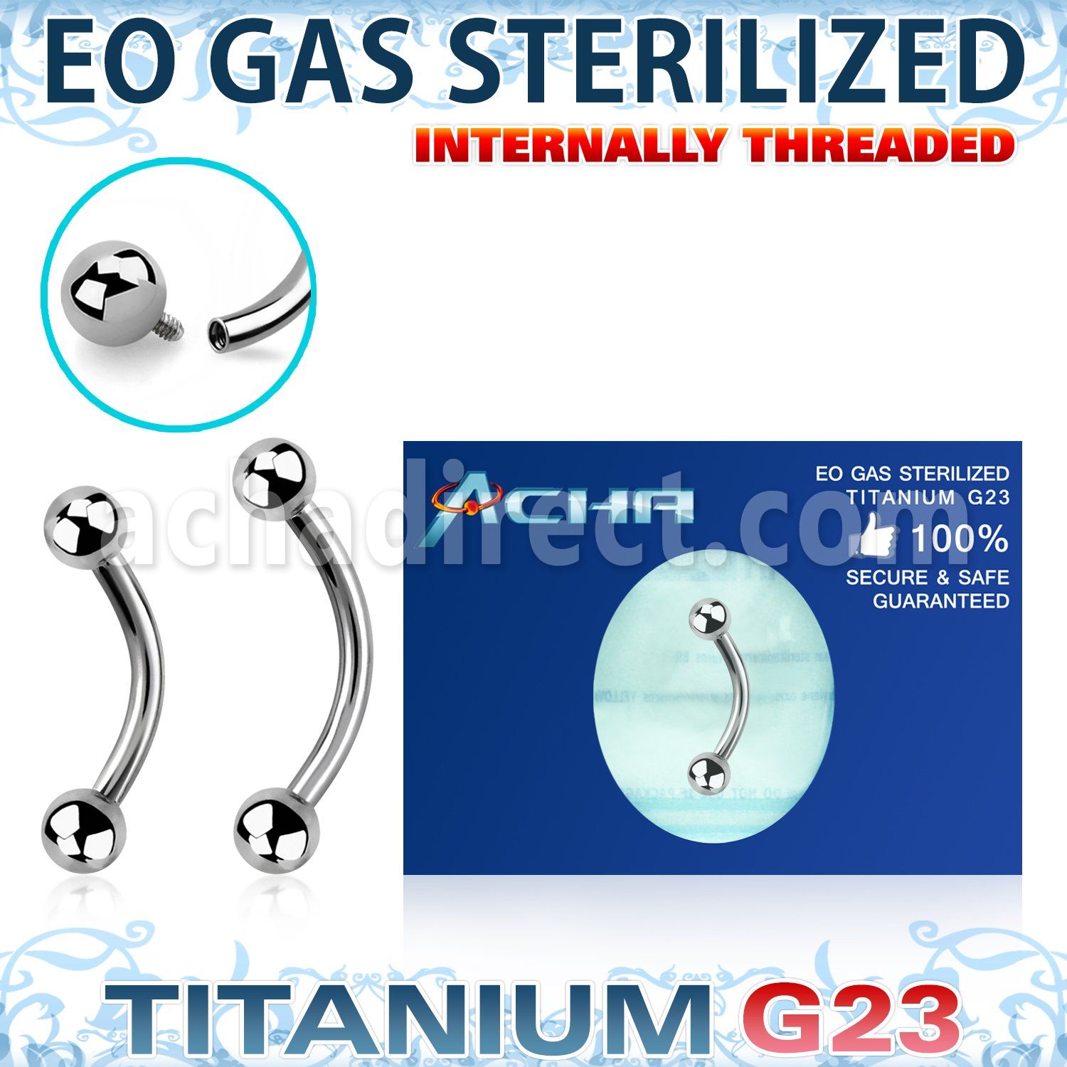 zubnebin sterilized titanium g23 banana 16g balls internal